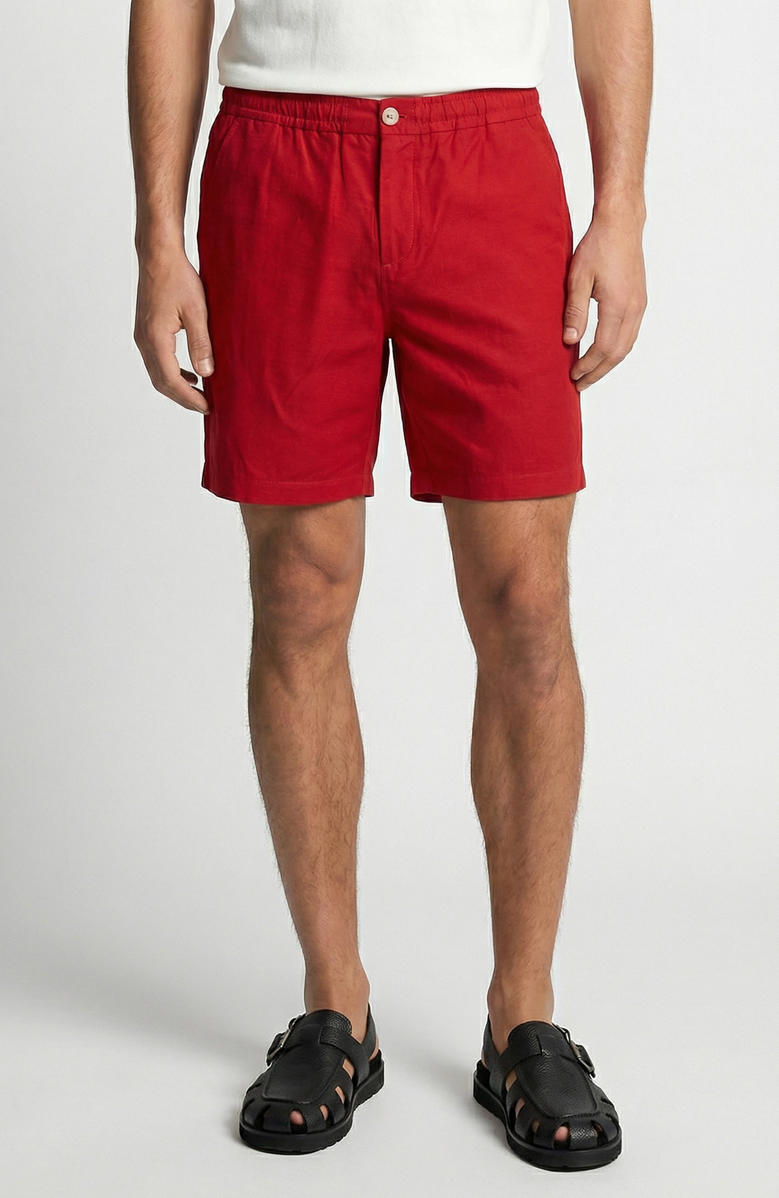 Kırmızı Beli Lastikli Comfort Şort