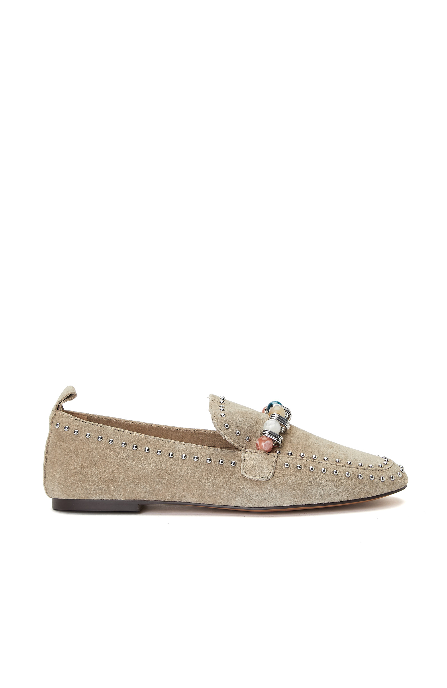 Stone Clasp Detailed Women's Leather Loafer