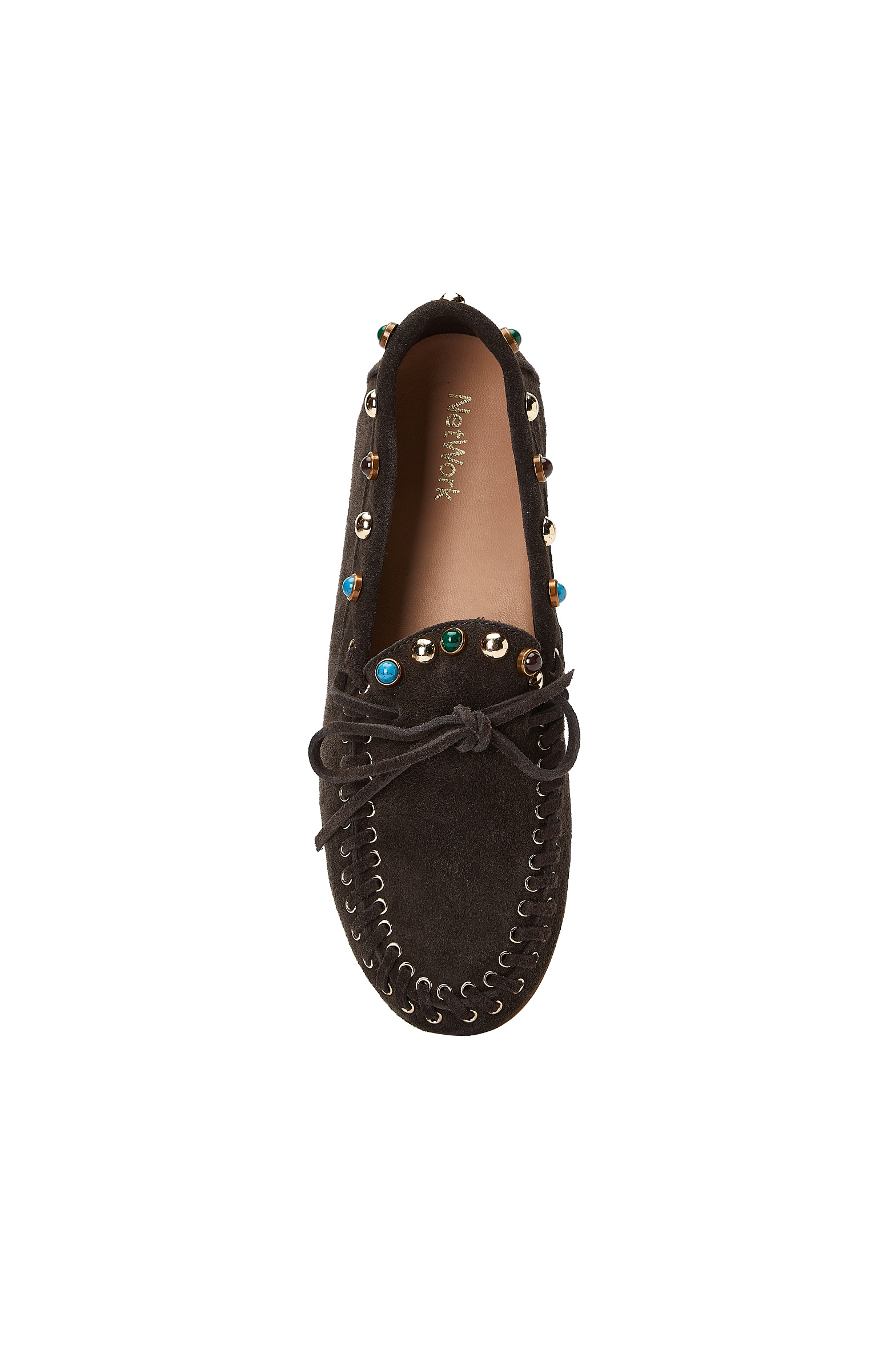 Acı Kahve Taşlı Püsküllü Kadın Süet Loafer