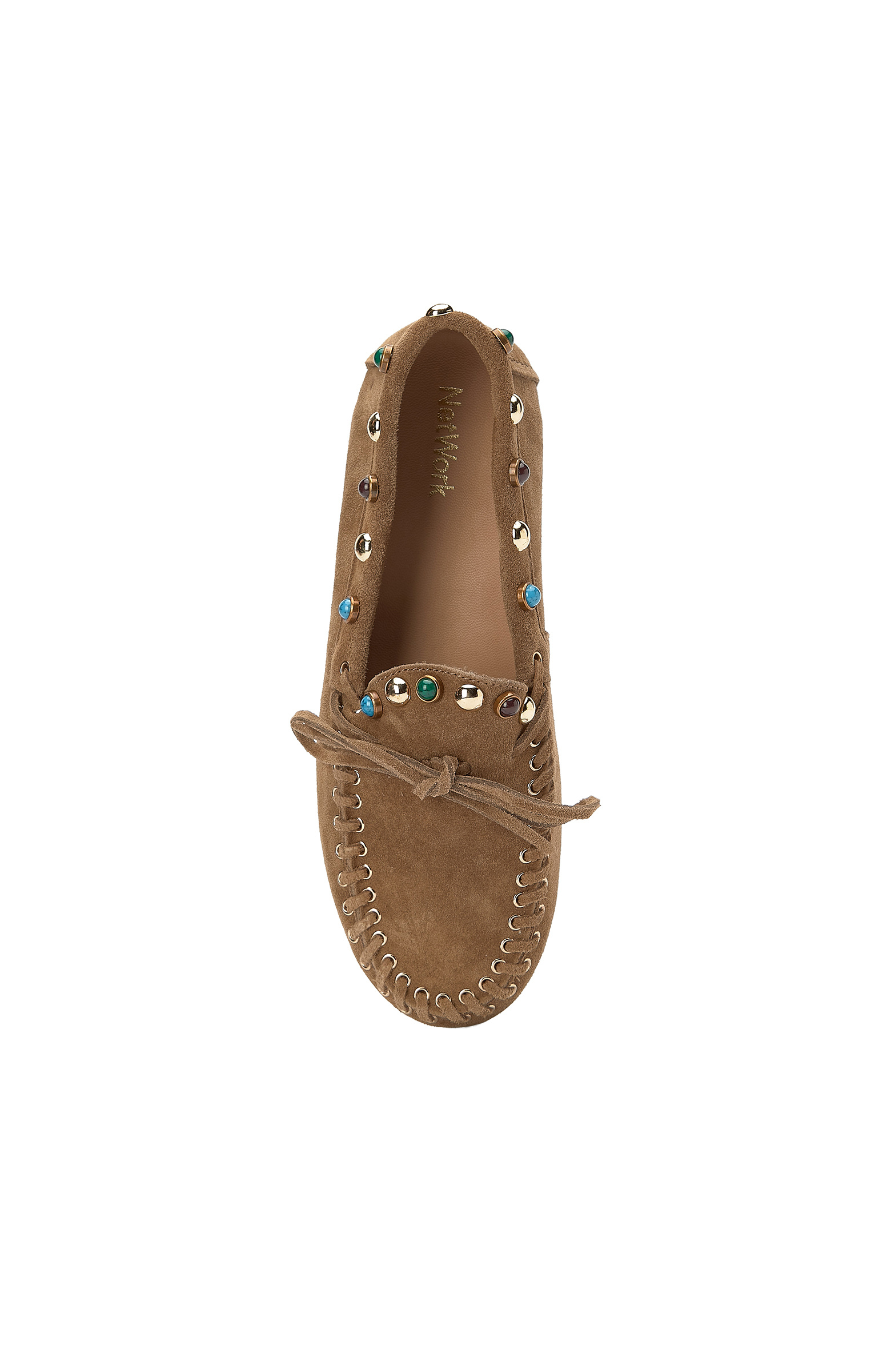 Tütün Taşlı Püsküllü Kadın Süet Loafer