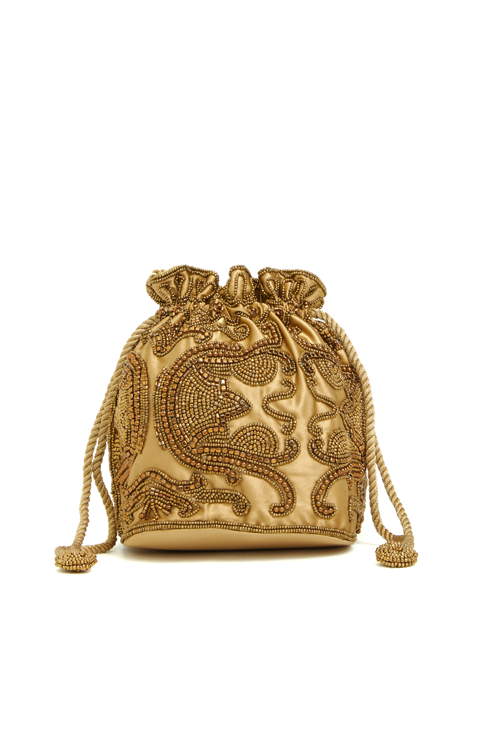 Bronz Boncuk İşlemeli Kadın Kese Clutch