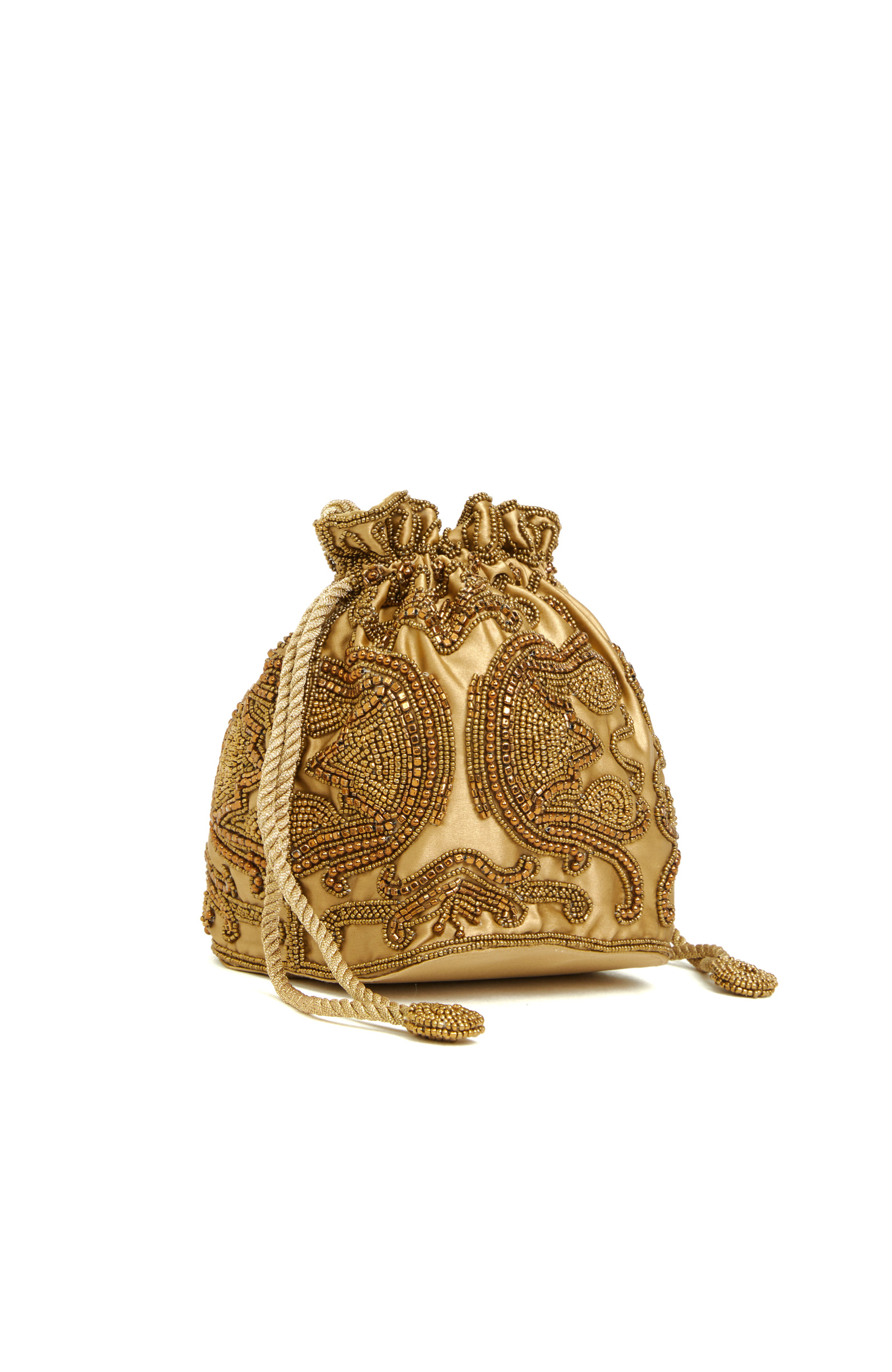 Bronz Boncuk İşlemeli Kadın Kese Clutch