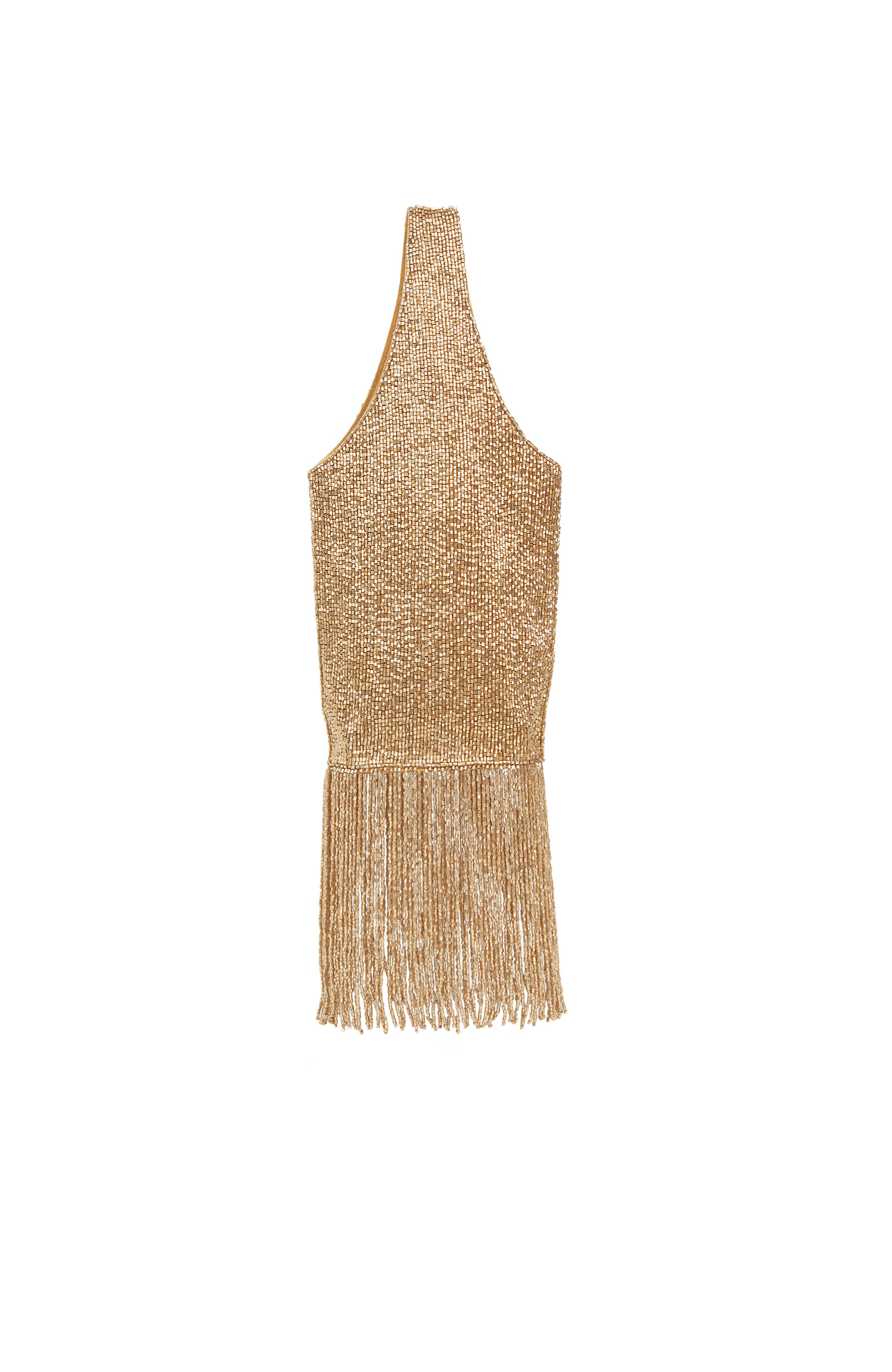 Bronz Boncuk İşlemeli Kadın Clutch