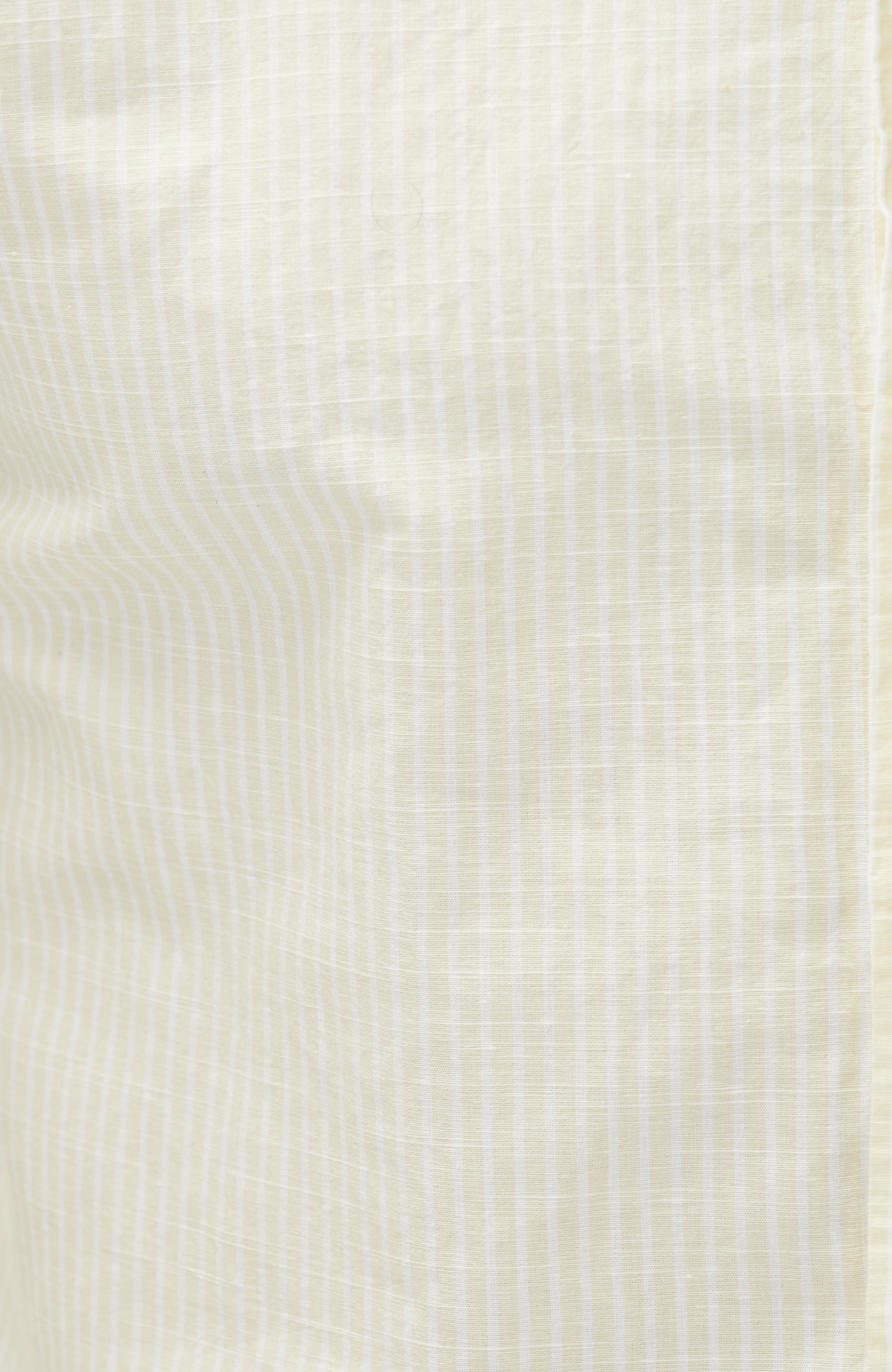 Sarı Keten Karışımlı Gofreli Çizgili Gömlek