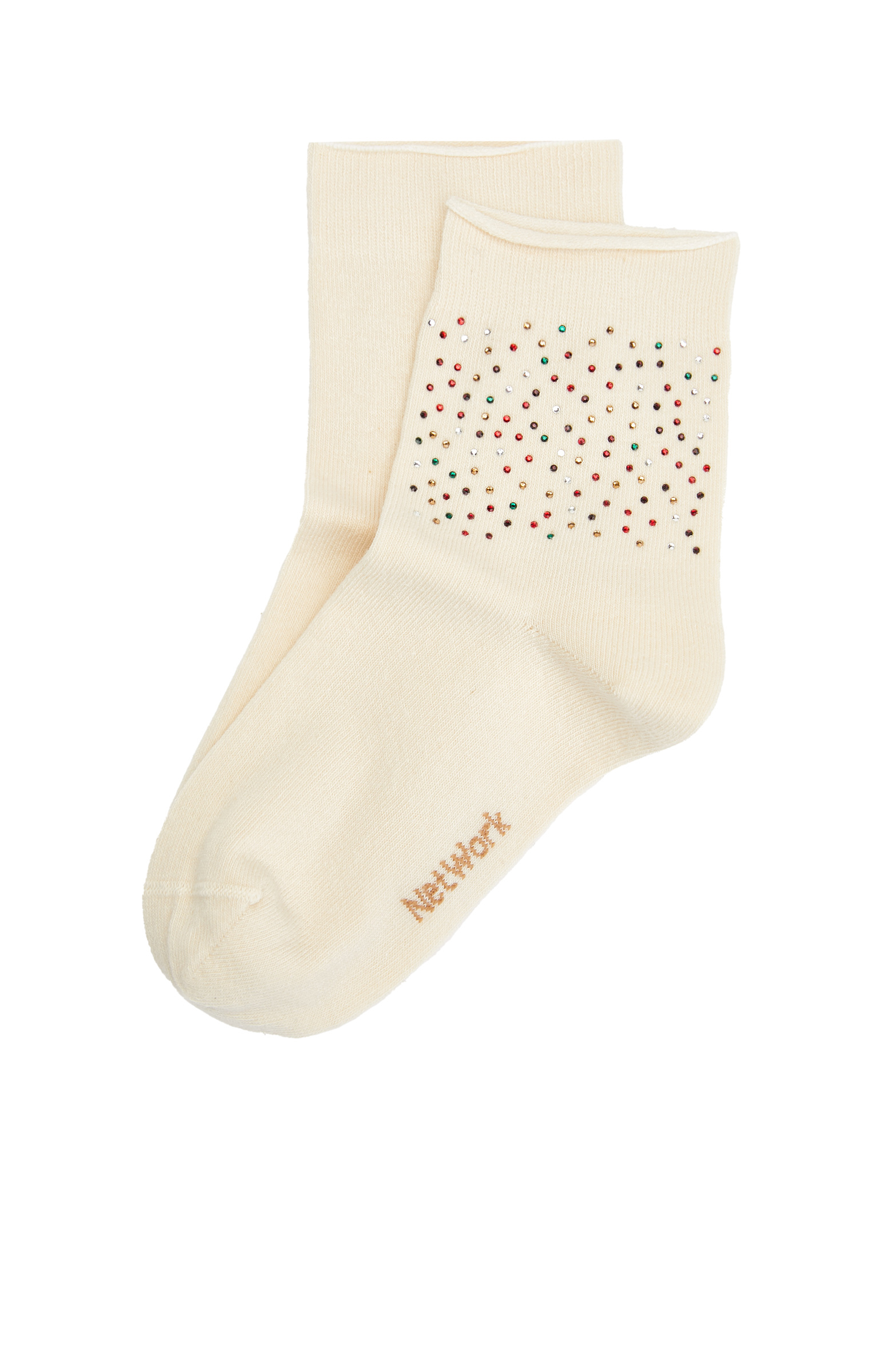 Kırık Beyaz Taşlı Kadın Çorap