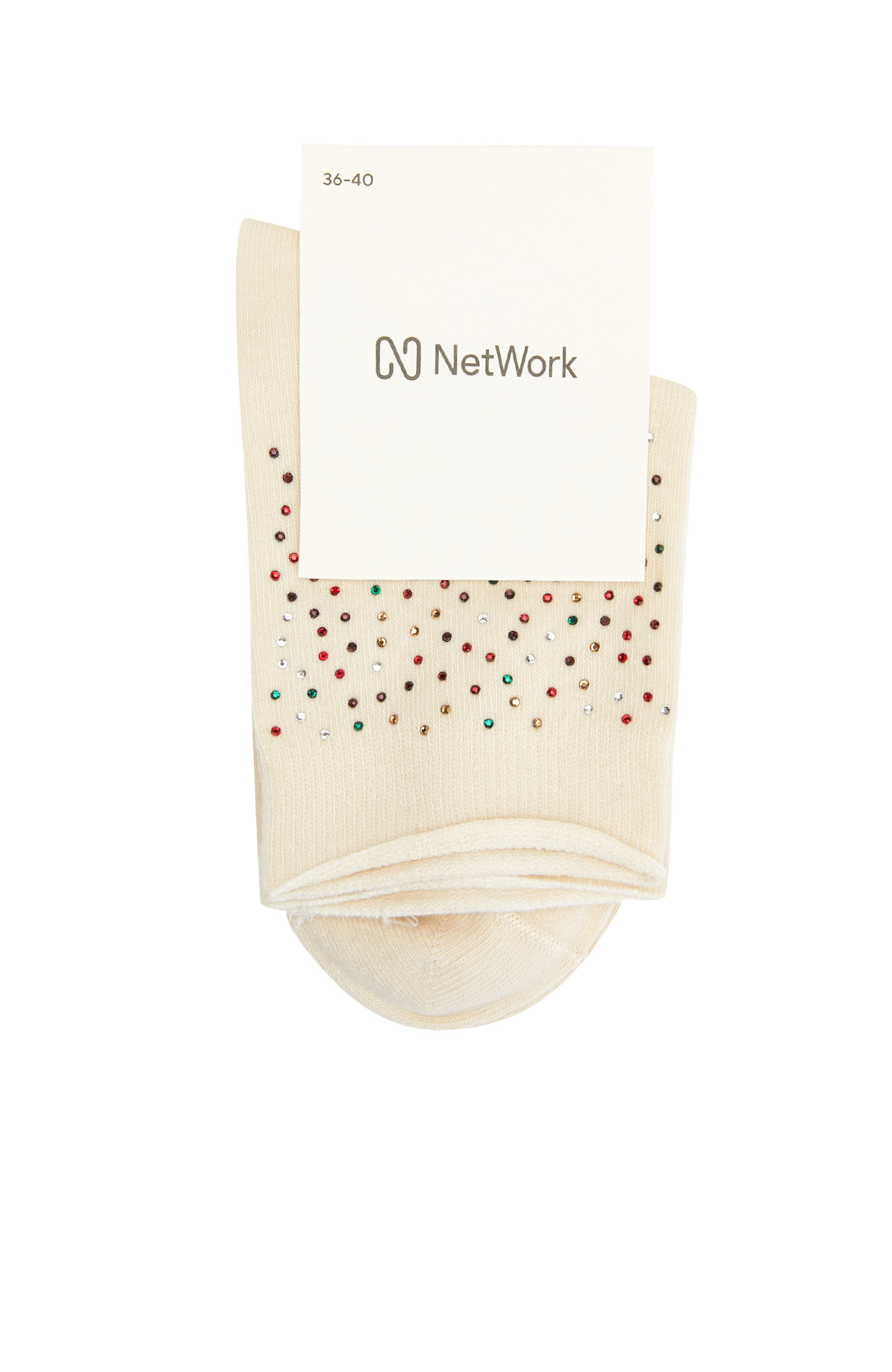 Kırık Beyaz Taşlı Kadın Çorap