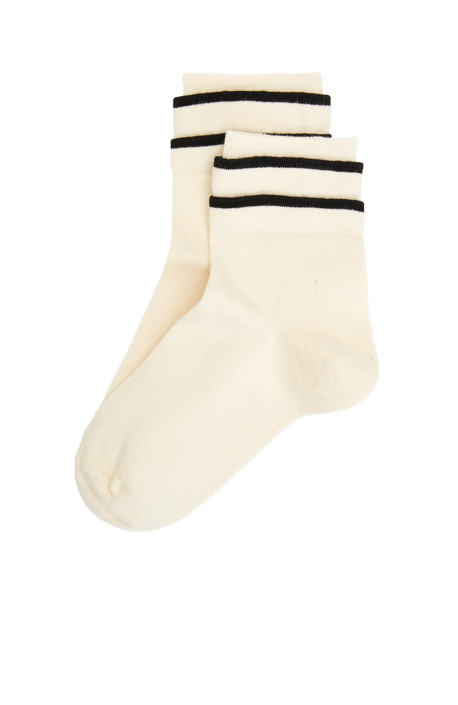 Kırık Beyaz Çizgili Kadın Çorap