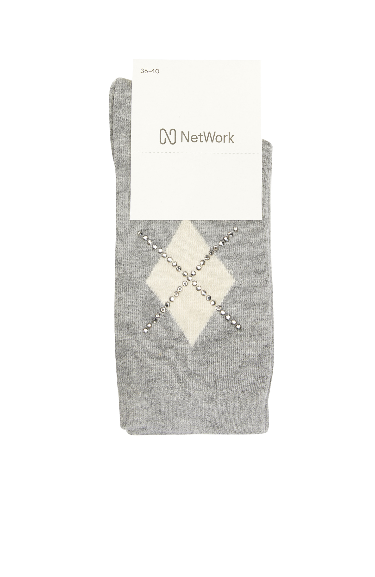 Gri Baklava Desenli Kadın Çorap