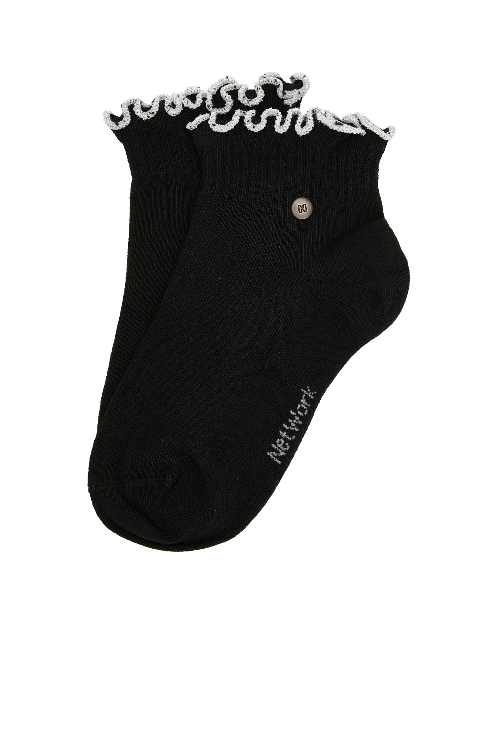 Siyah Metal Logolu Kadın Çorap