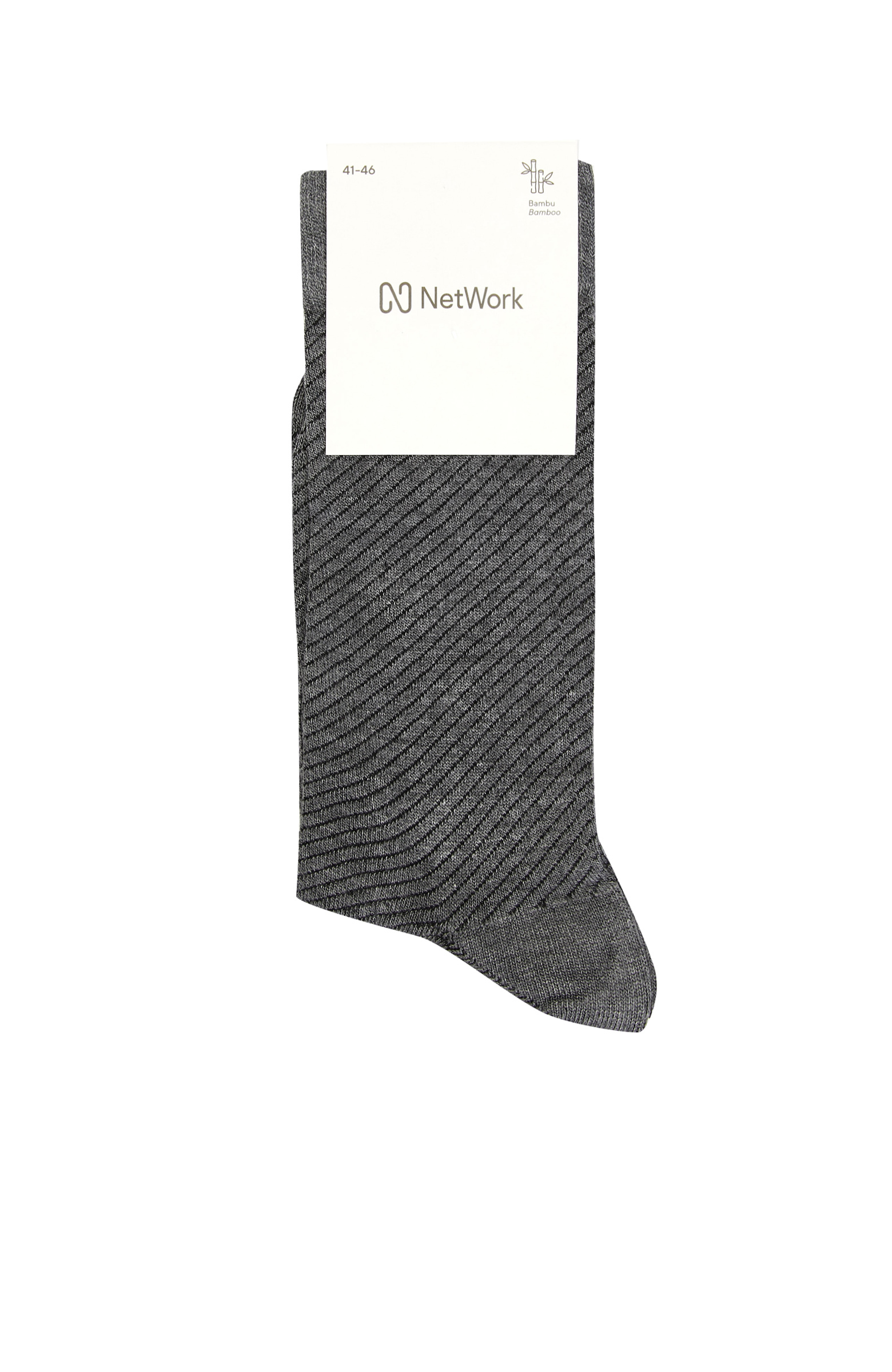 Gri Çizgili Bambu Çorap