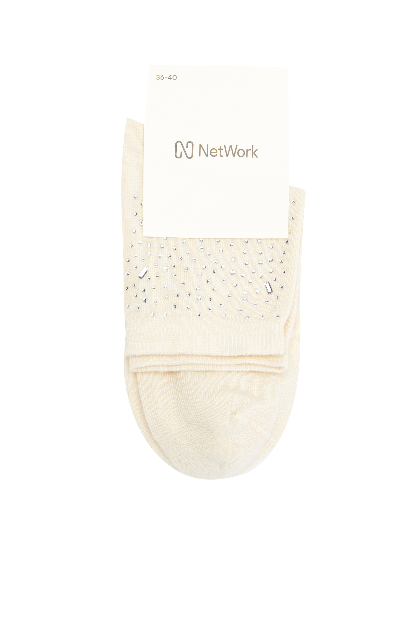 Ekru Taşlı Kadın Çorap