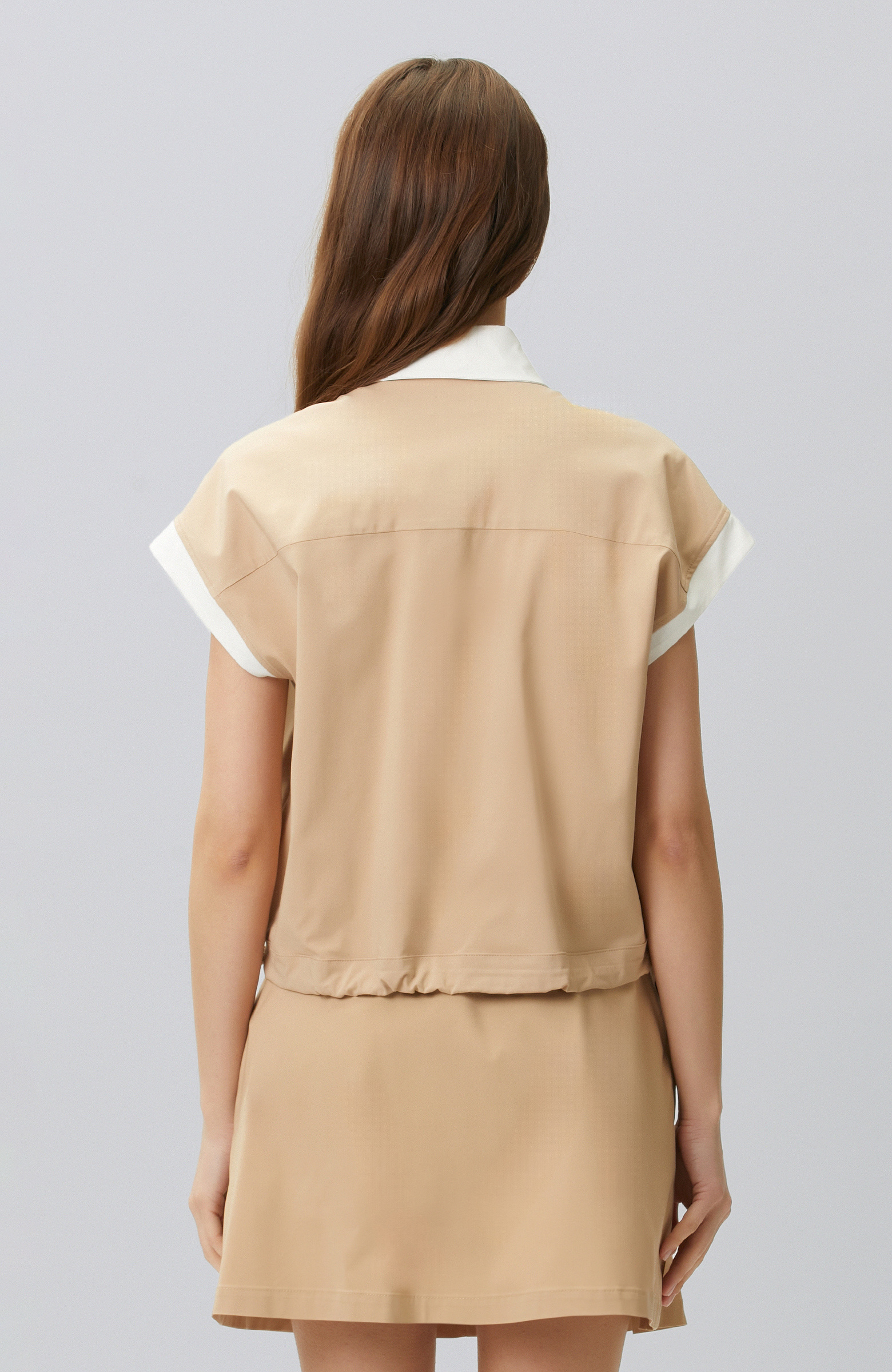 Bej N-tech Bel Büzgü Detaylı  Dış Gömlek