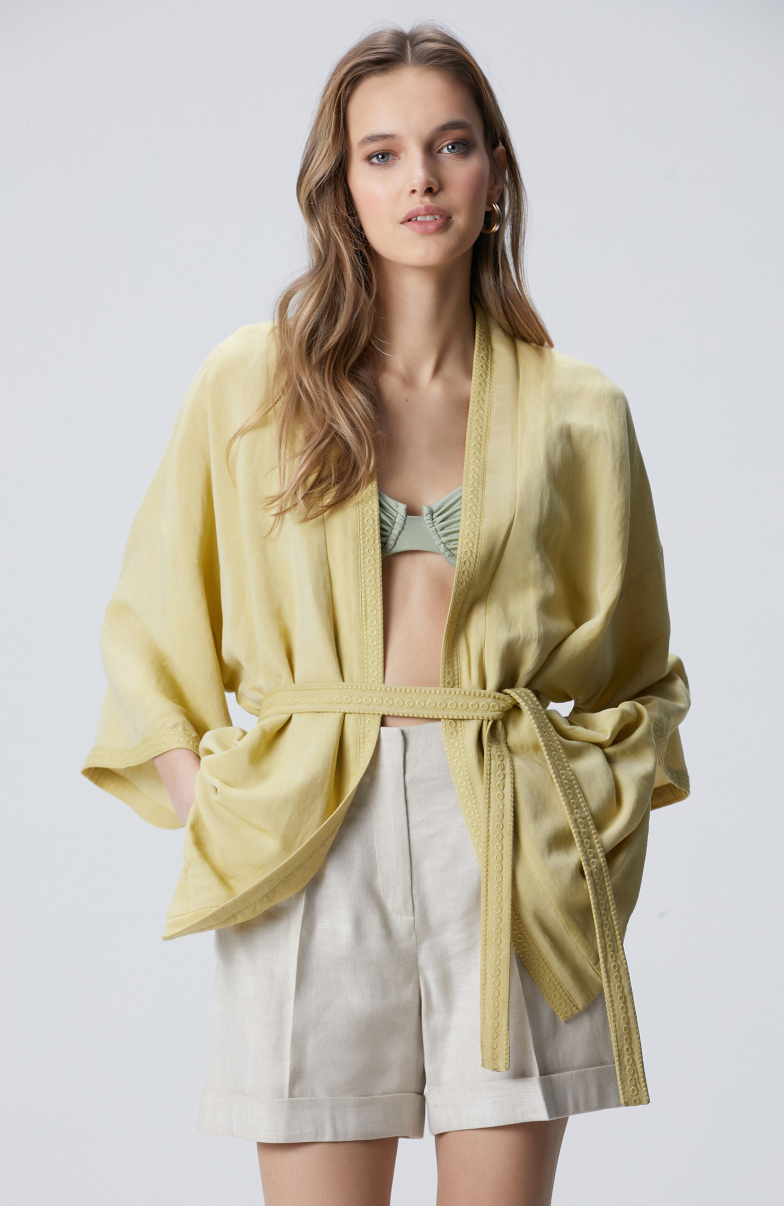 Oil Green Embroidered Kaftan