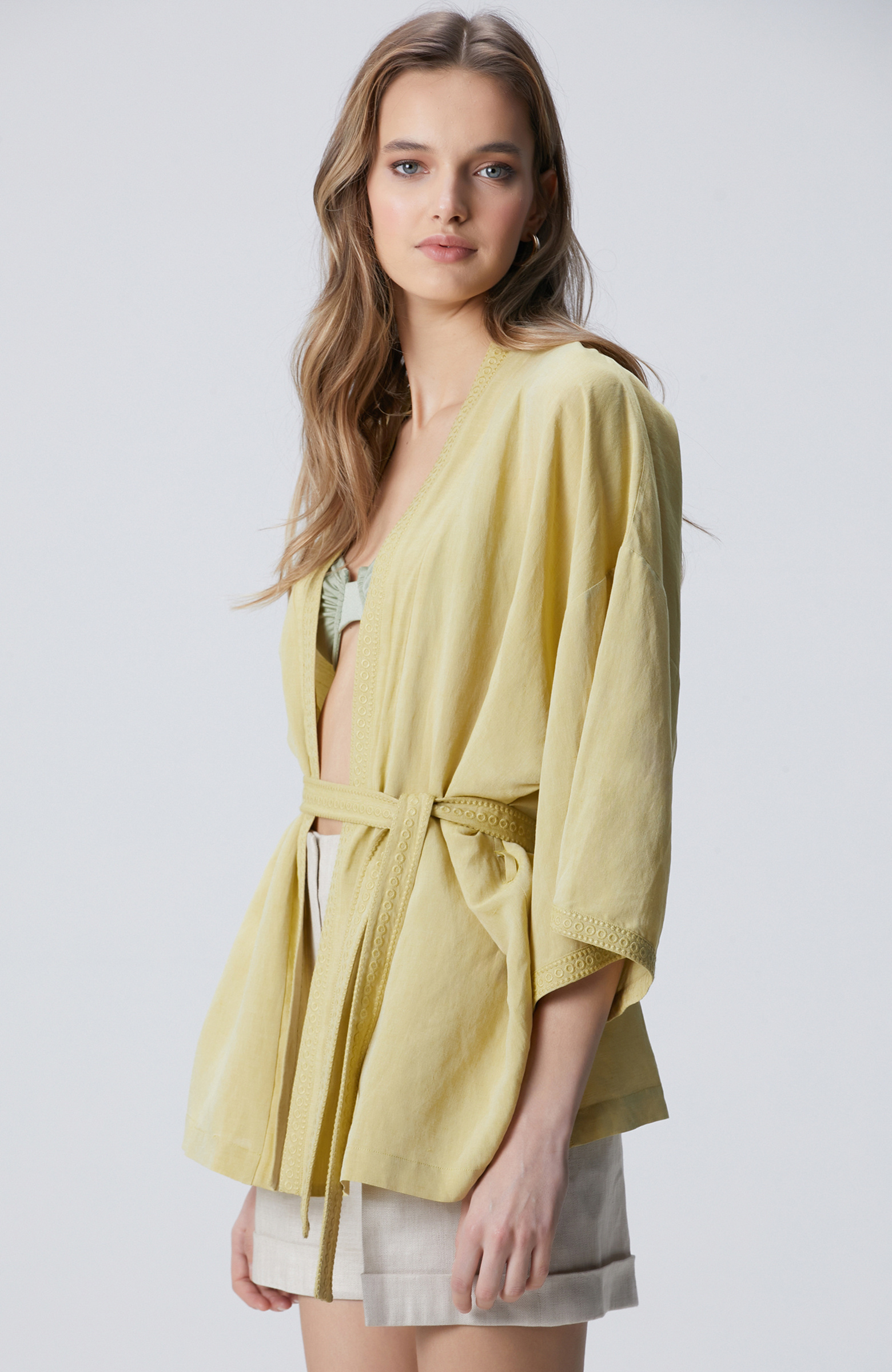 Oil Green Embroidered Kaftan