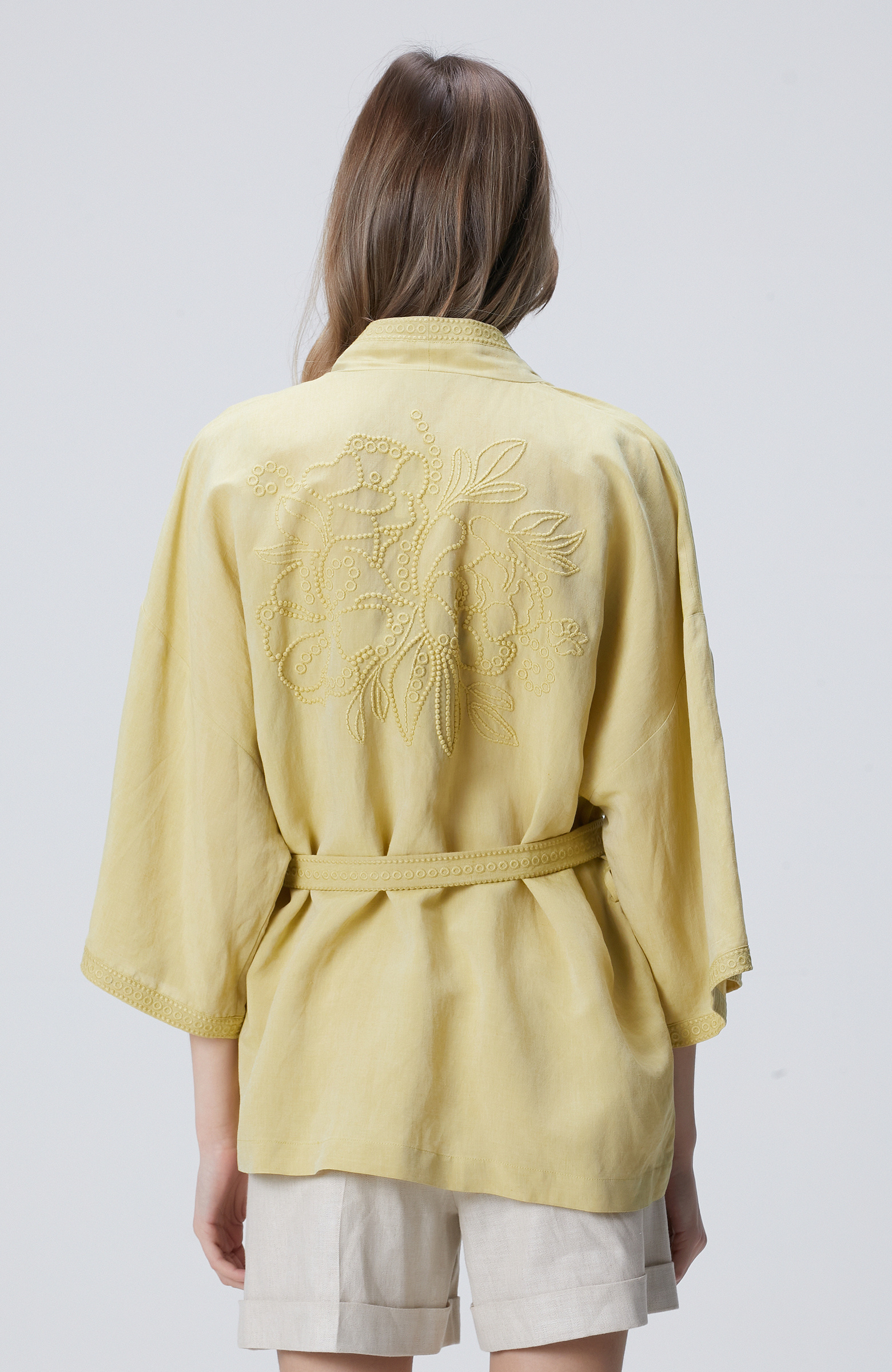 Oil Green Embroidered Kaftan