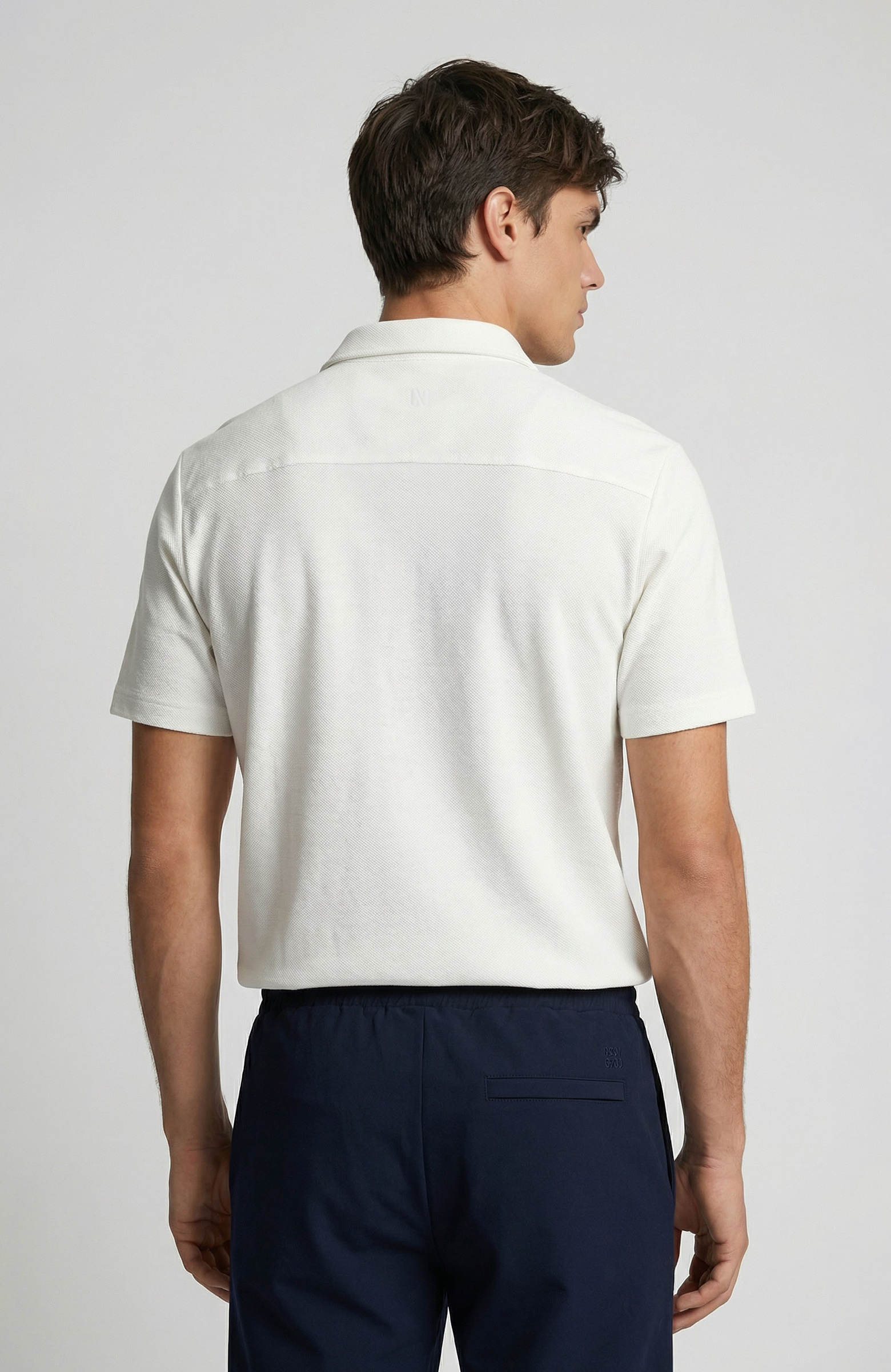 Ekru Jakarlı Kısa Kollu Gömlek