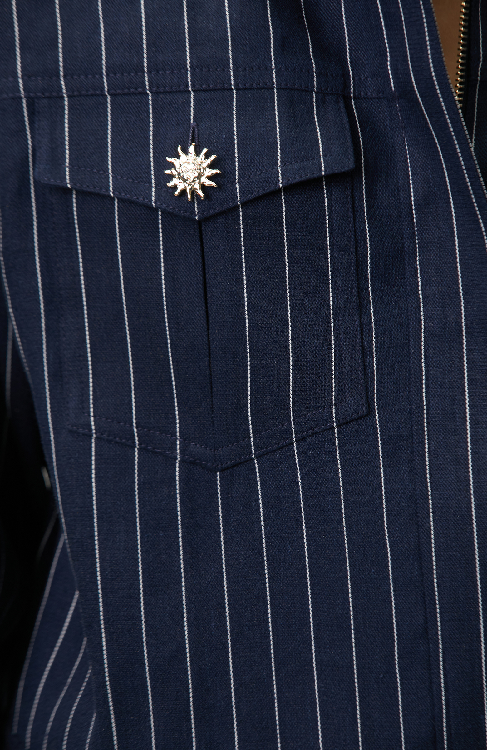 Navy Blue White Striped Jacket