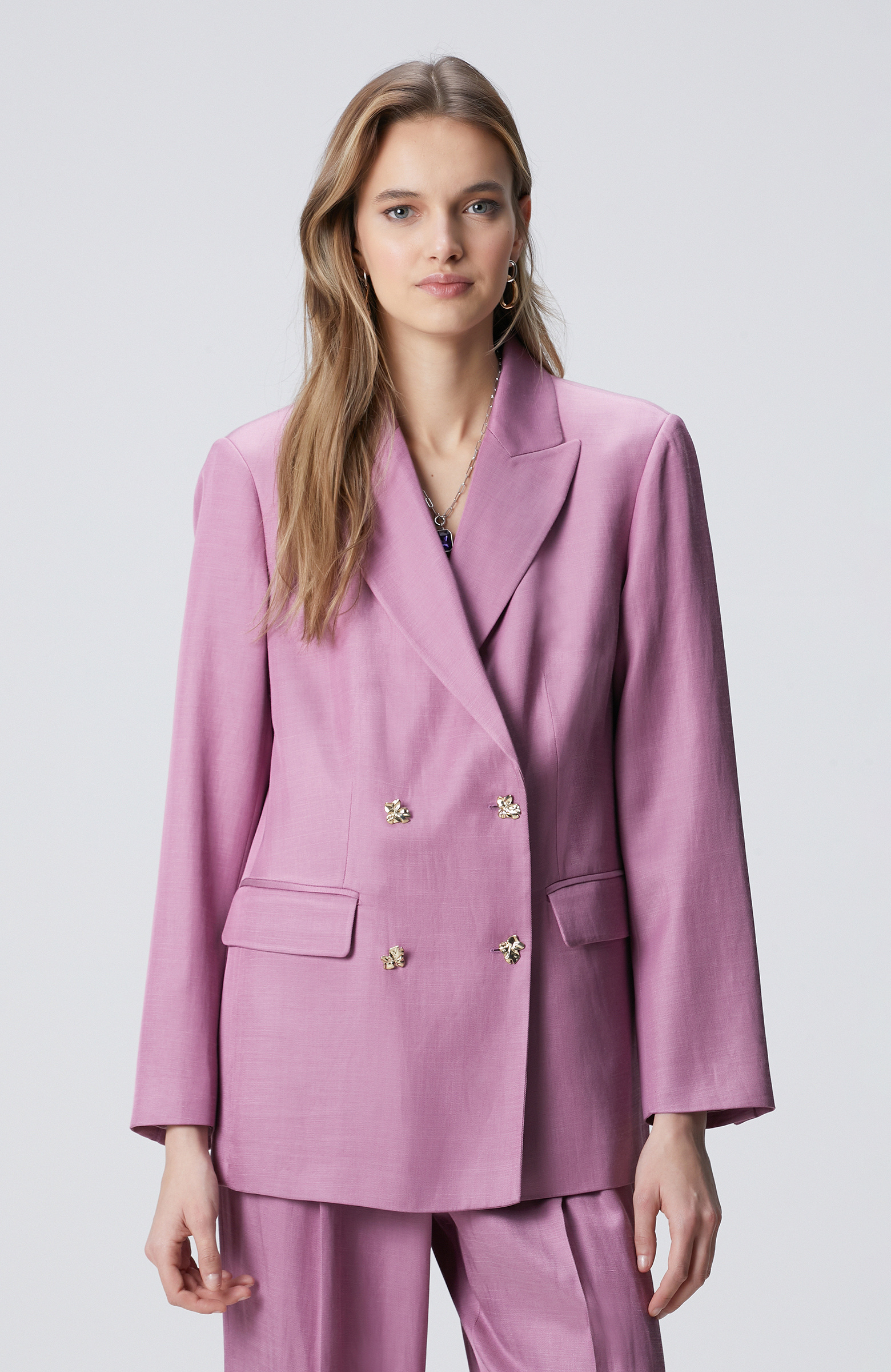 Menekşe Keten Karışımlı Ceket