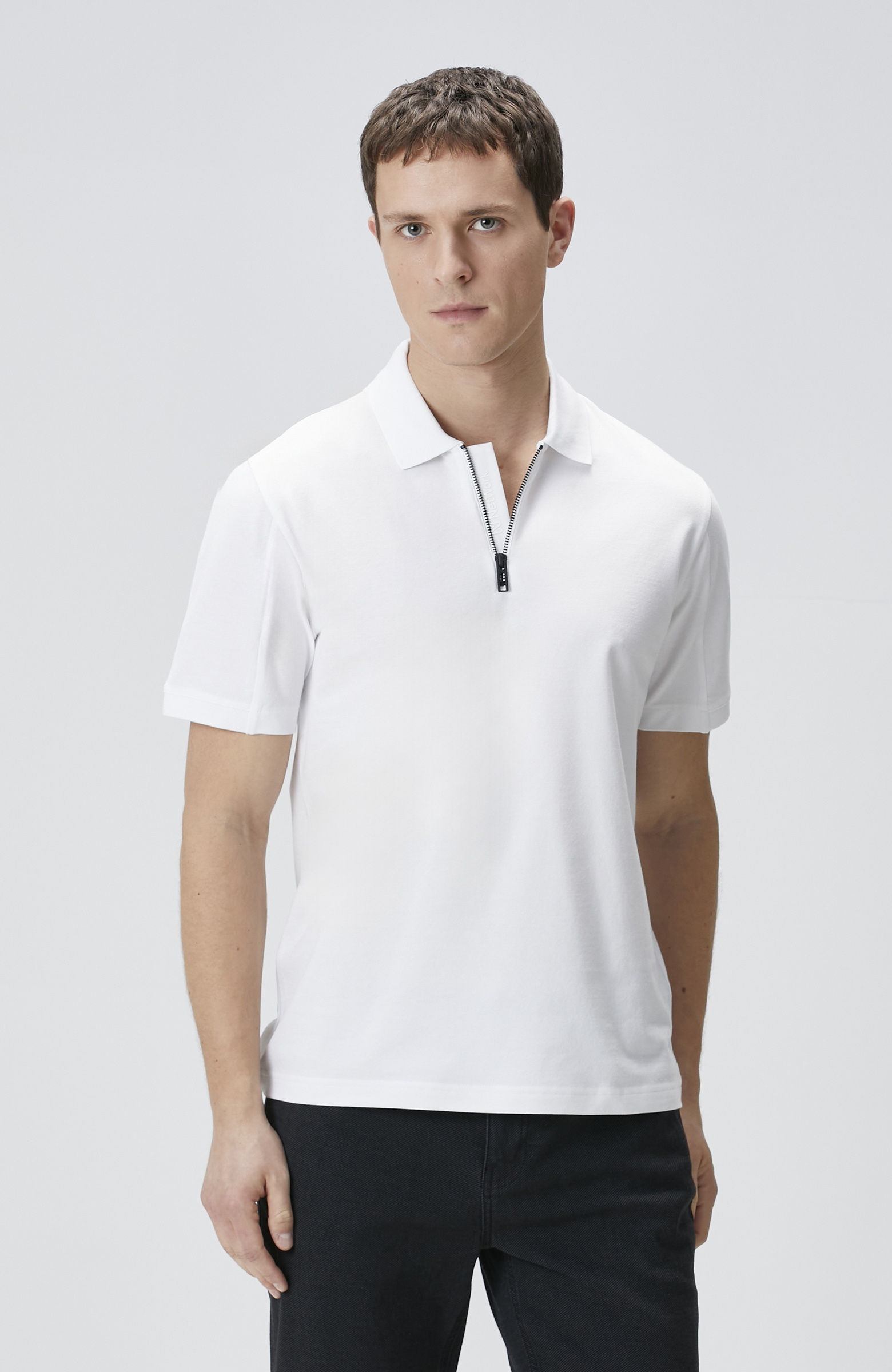 Siyah Polo Yaka Enjeksiyon Baskılı T-shirt