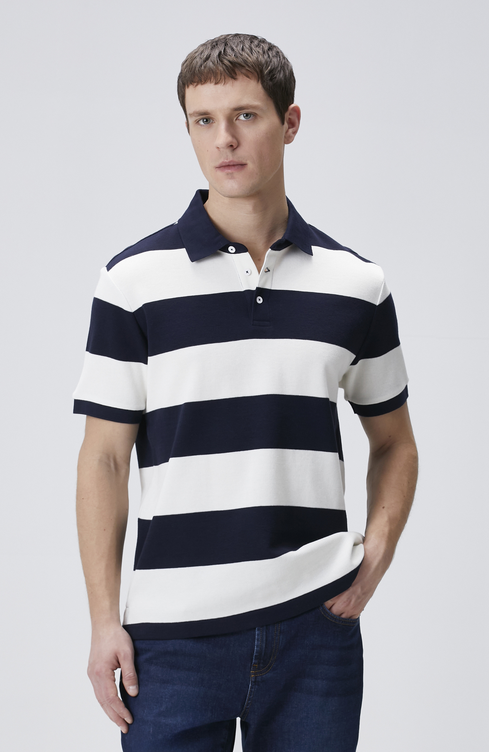 Navy Blue-White T-shirt