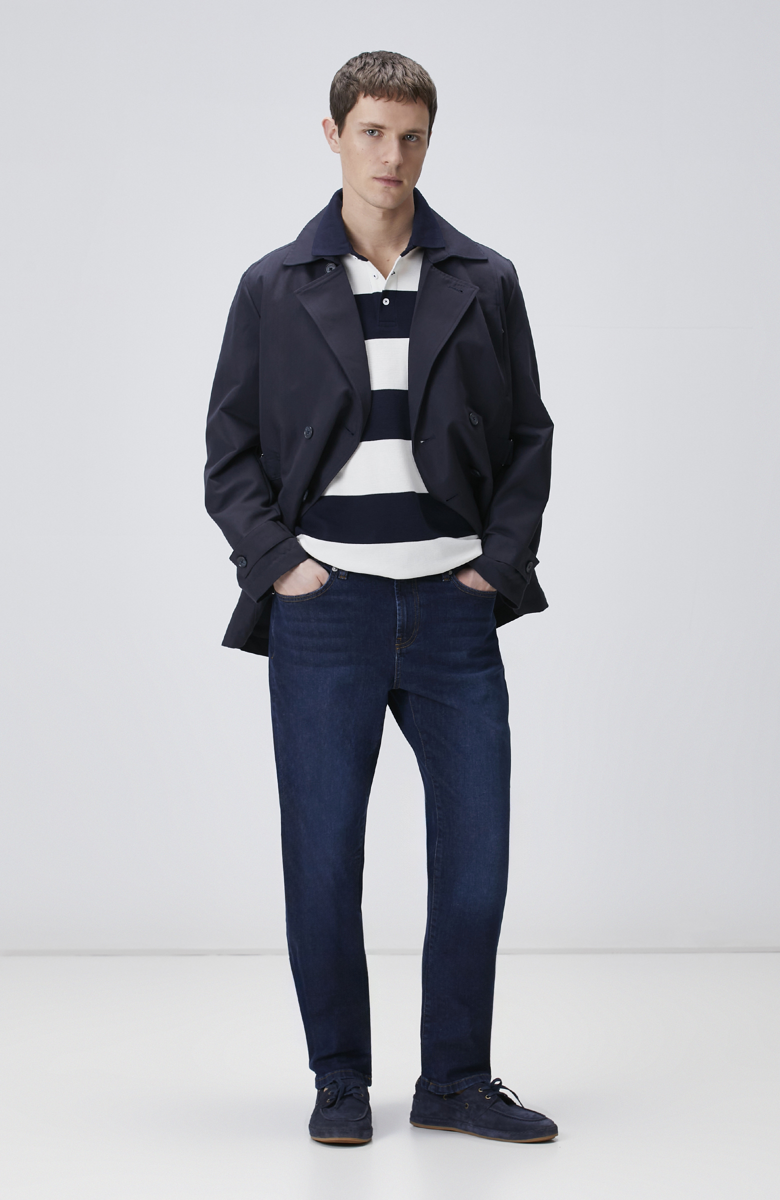 Navy Blue-White T-shirt