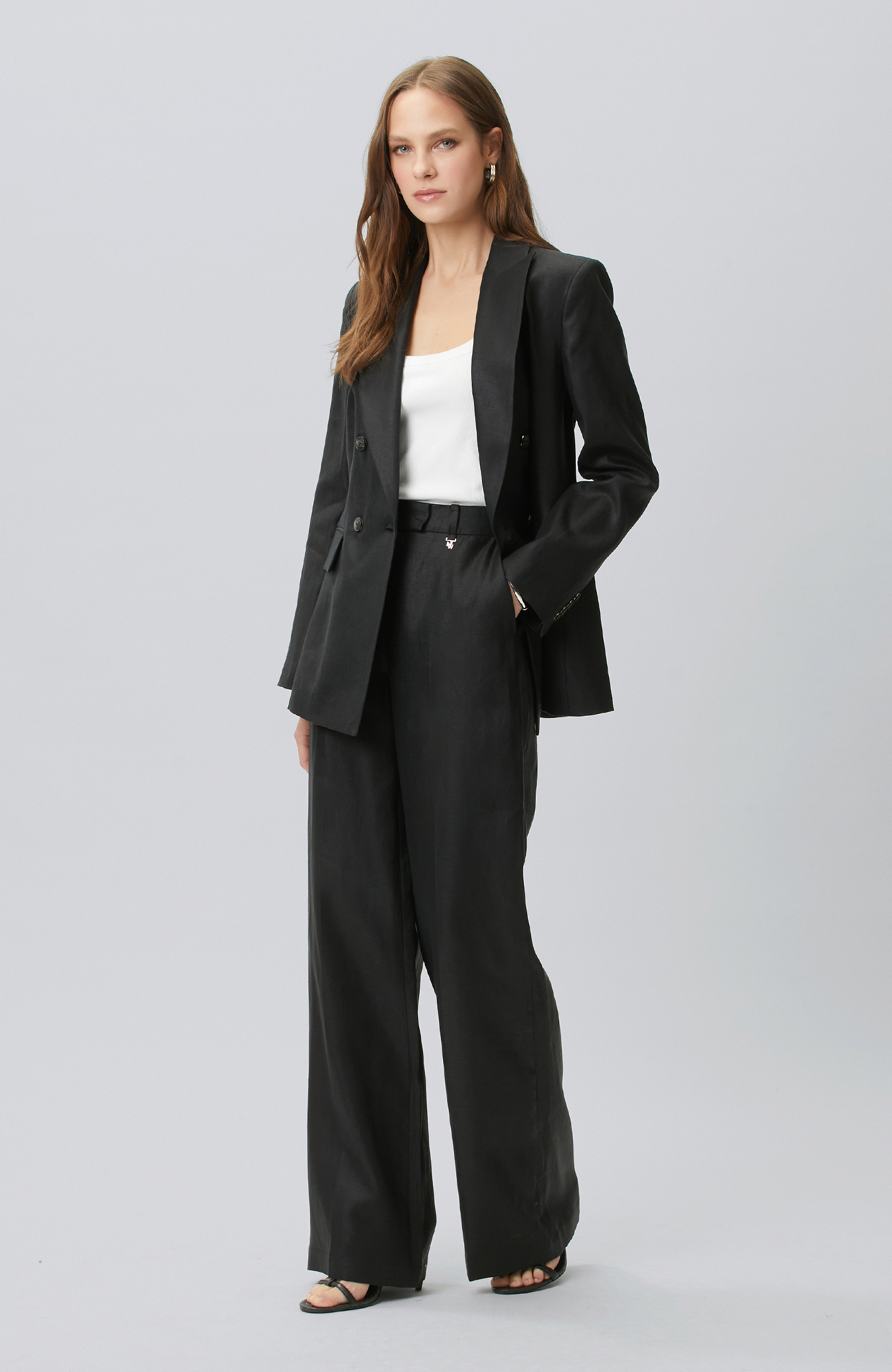 Siyah Keten Pantolon