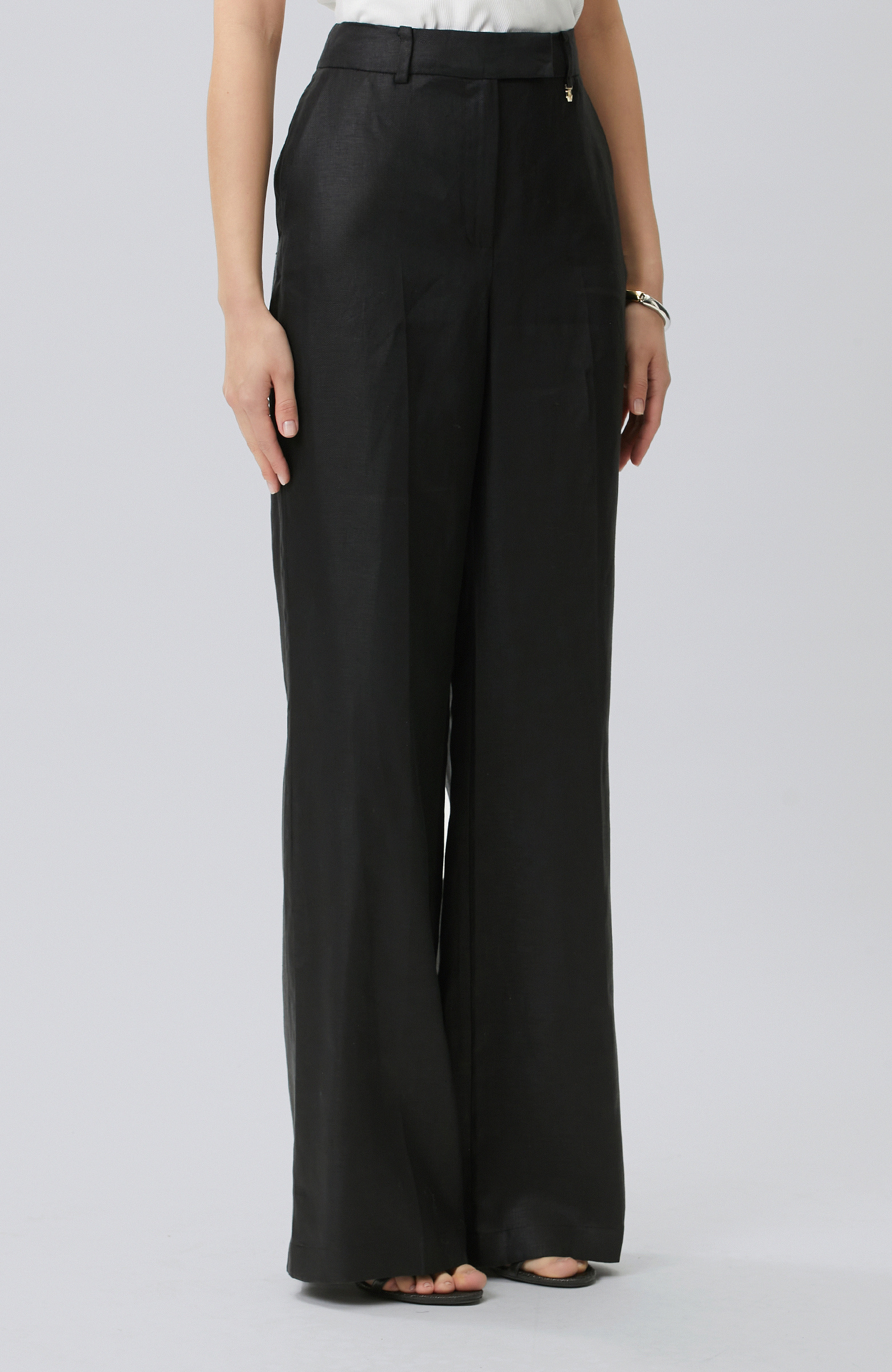 Siyah Keten Pantolon