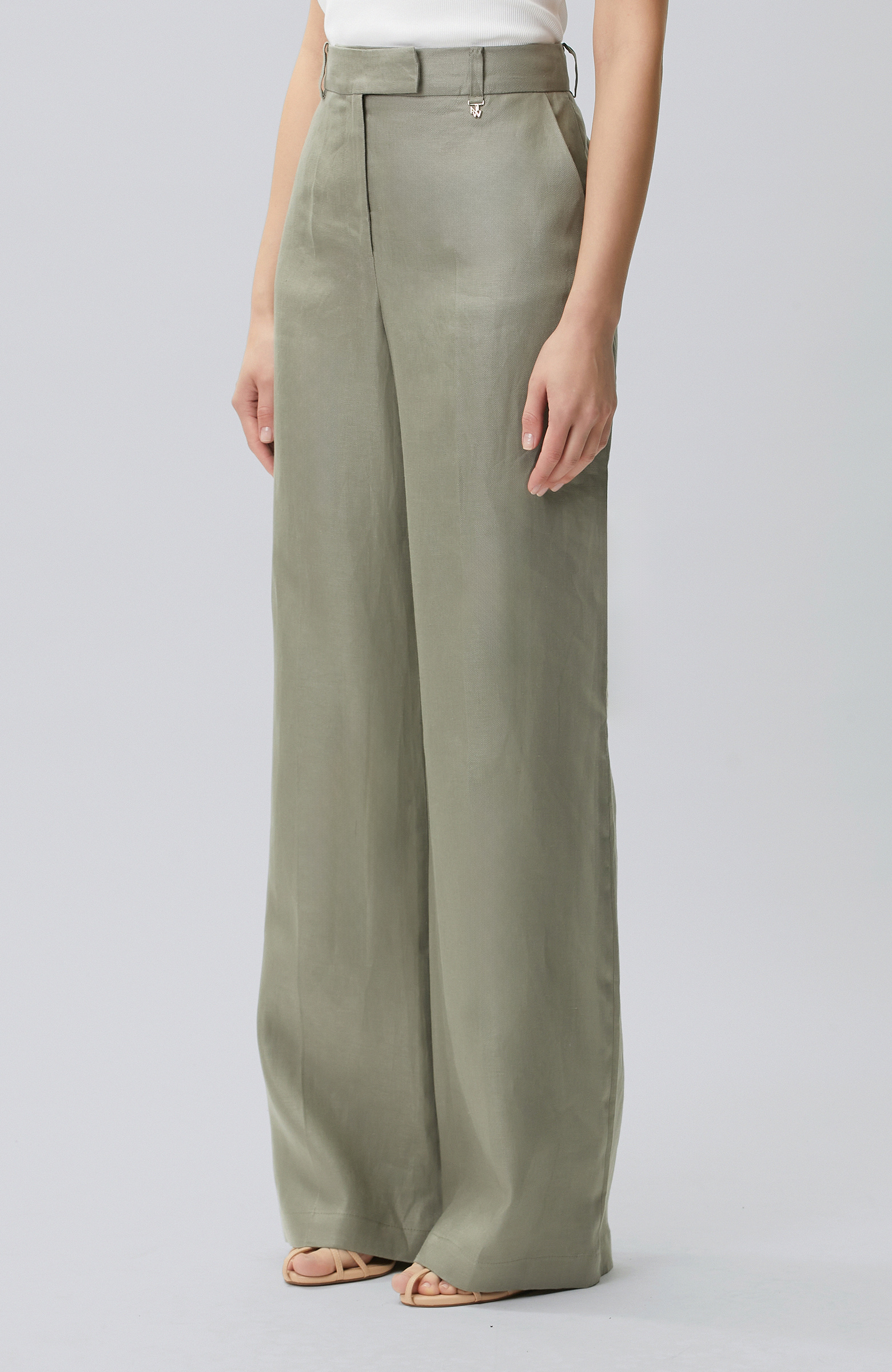 Açık Haki Keten Pantolon