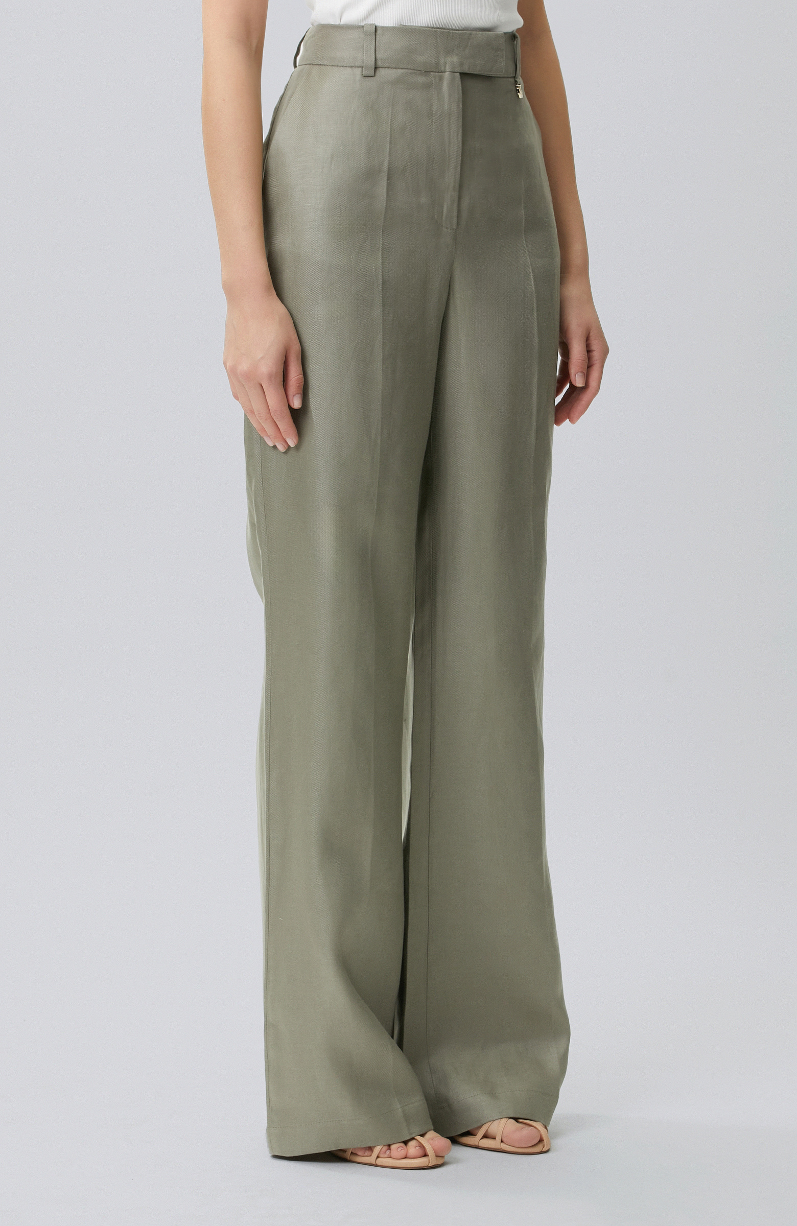 Açık Haki Keten Pantolon