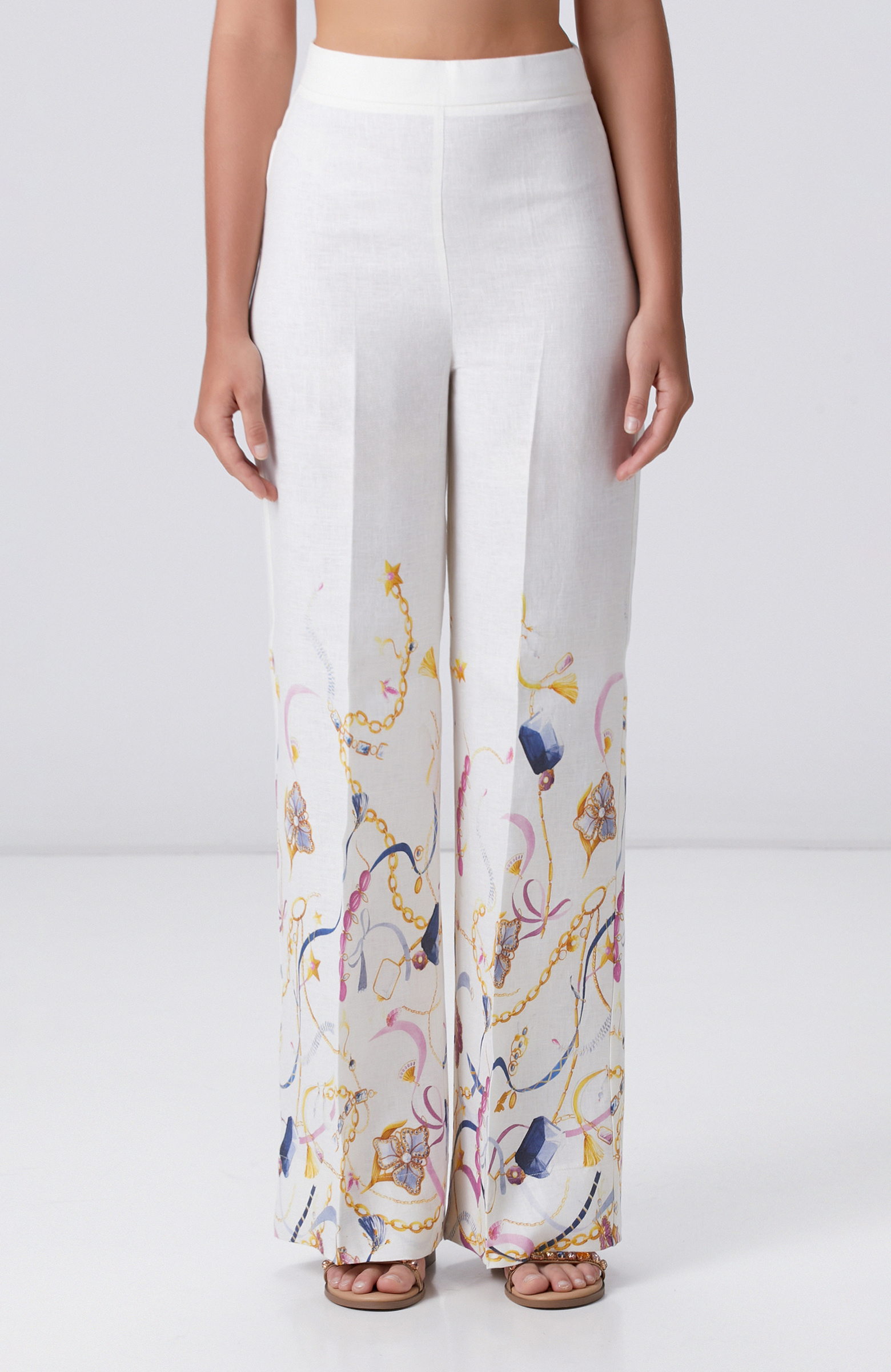 Kırık Beyaz Keten Pantolon