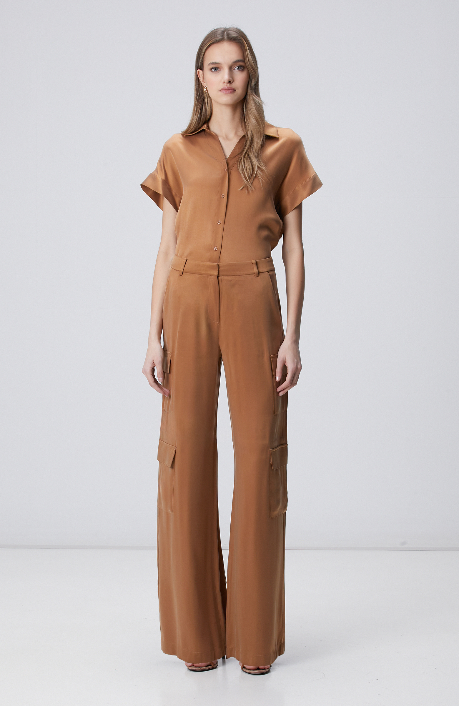 Camel Kargo Cepli Cupro Pantolon