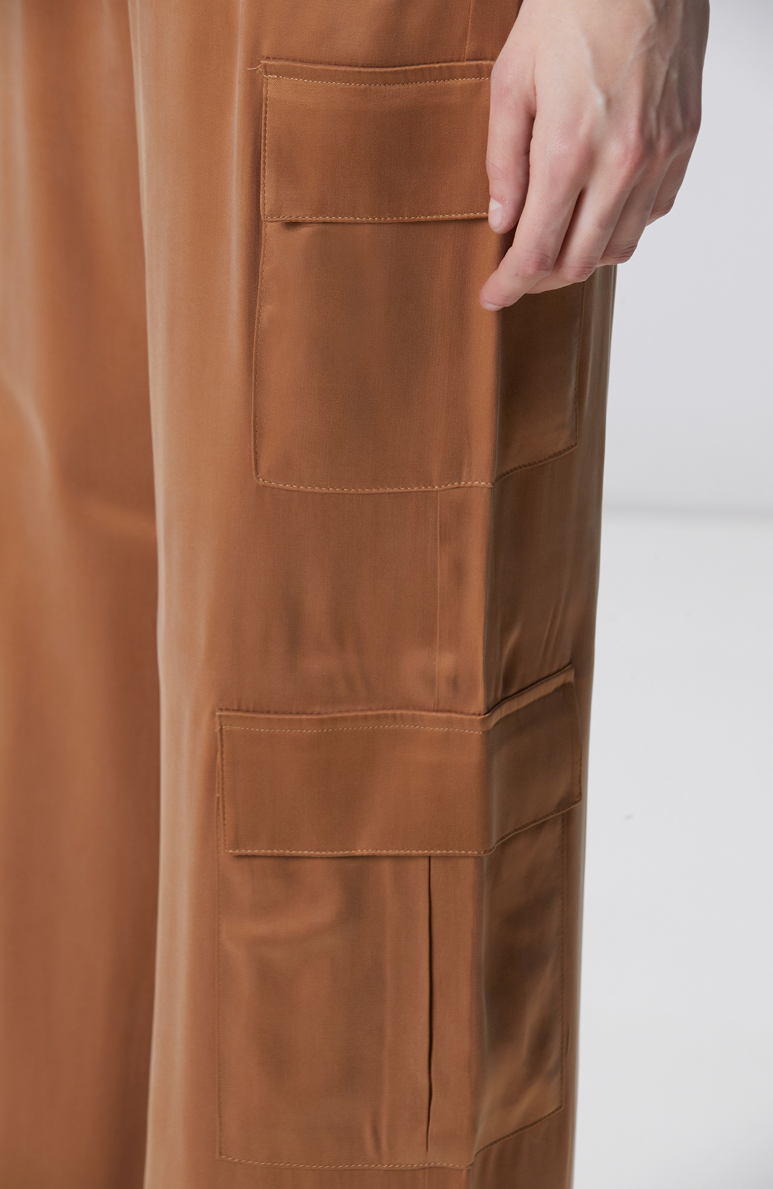 Camel Kargo Cepli Cupro Pantolon