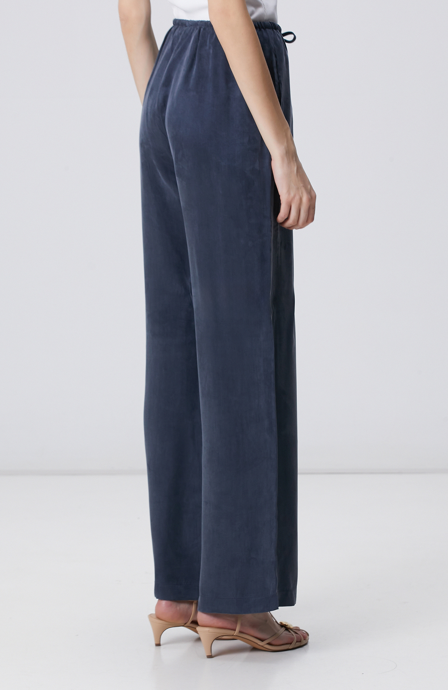 Navy Blue Cupro Pants