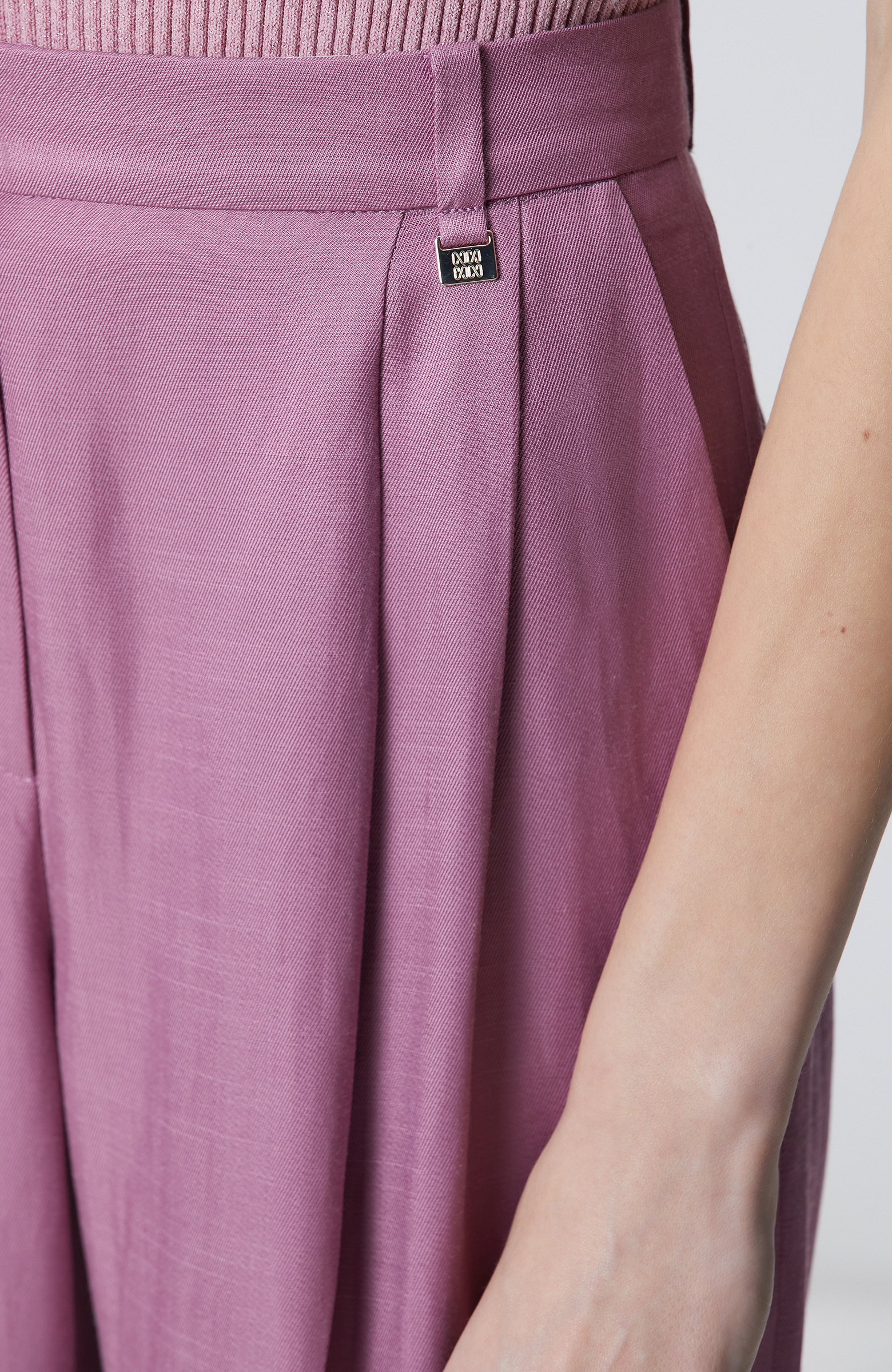 Menekşe Keten Karışımlı Kapaklı Cepli Pantolon