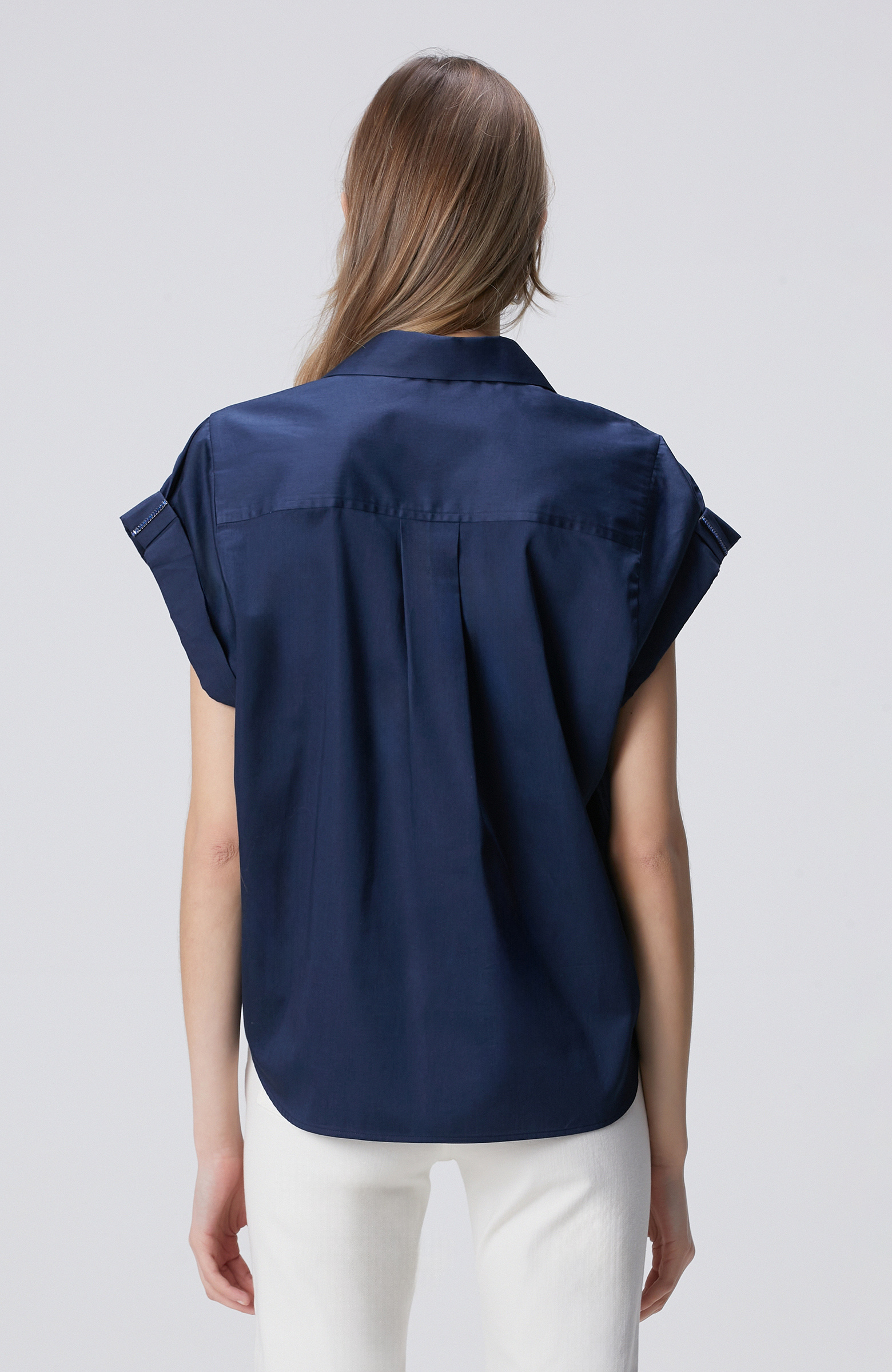 Navy Blue Embroidered Shirt