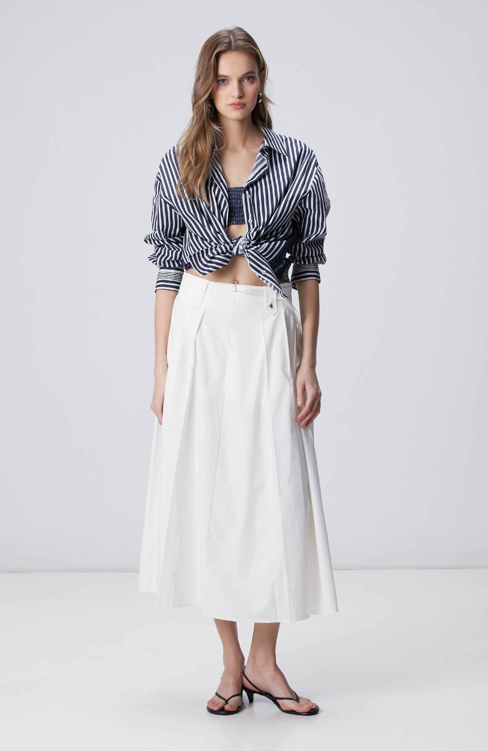 Lacivert Ekru Gömlek