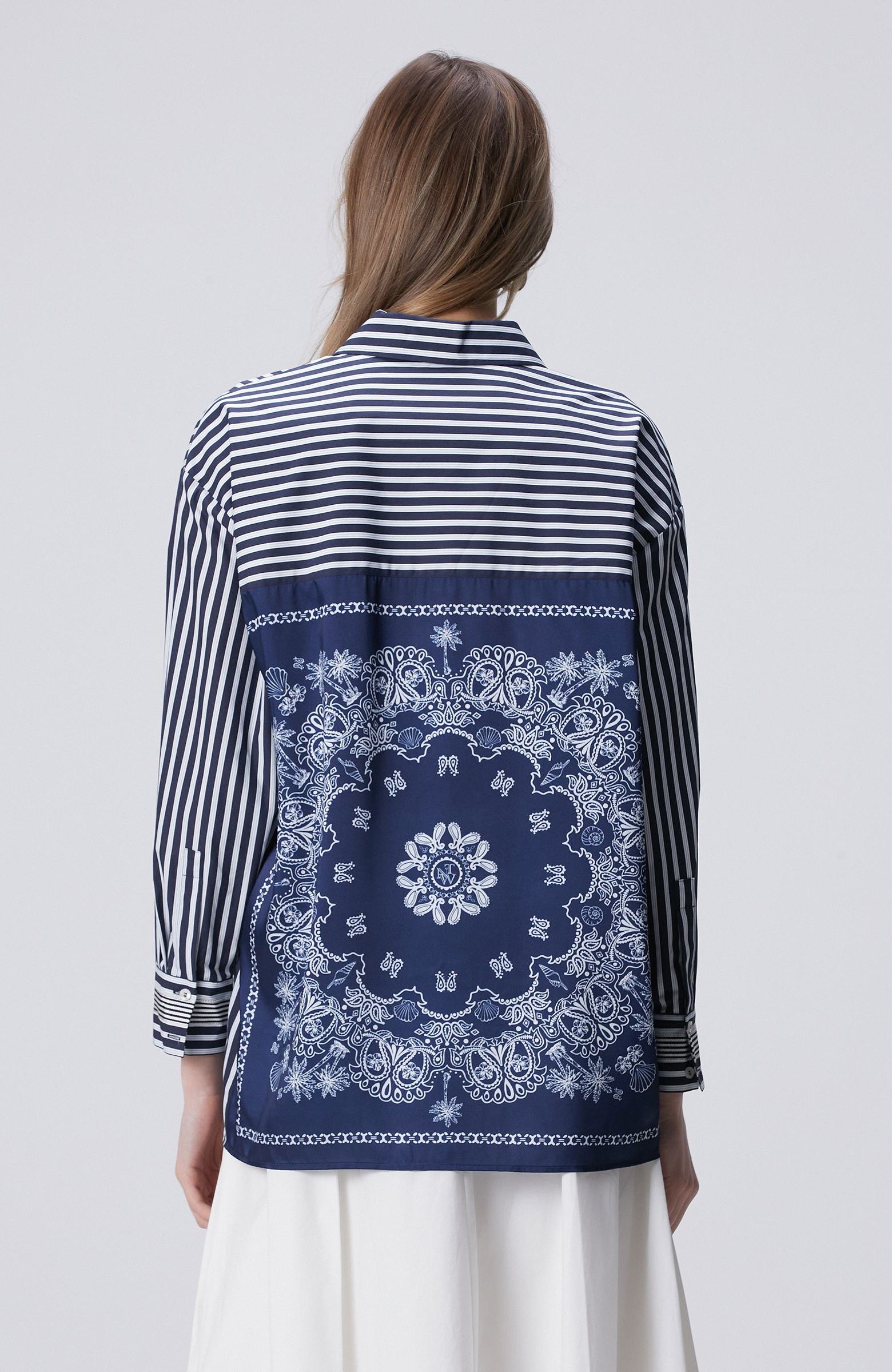 Lacivert Ekru Gömlek