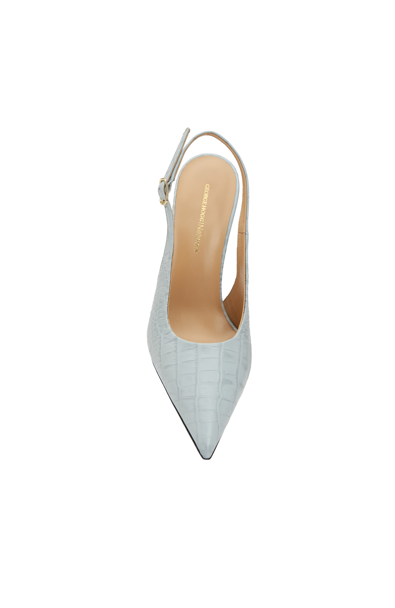 Açık Mavi Kroko Desenli Deri Stiletto