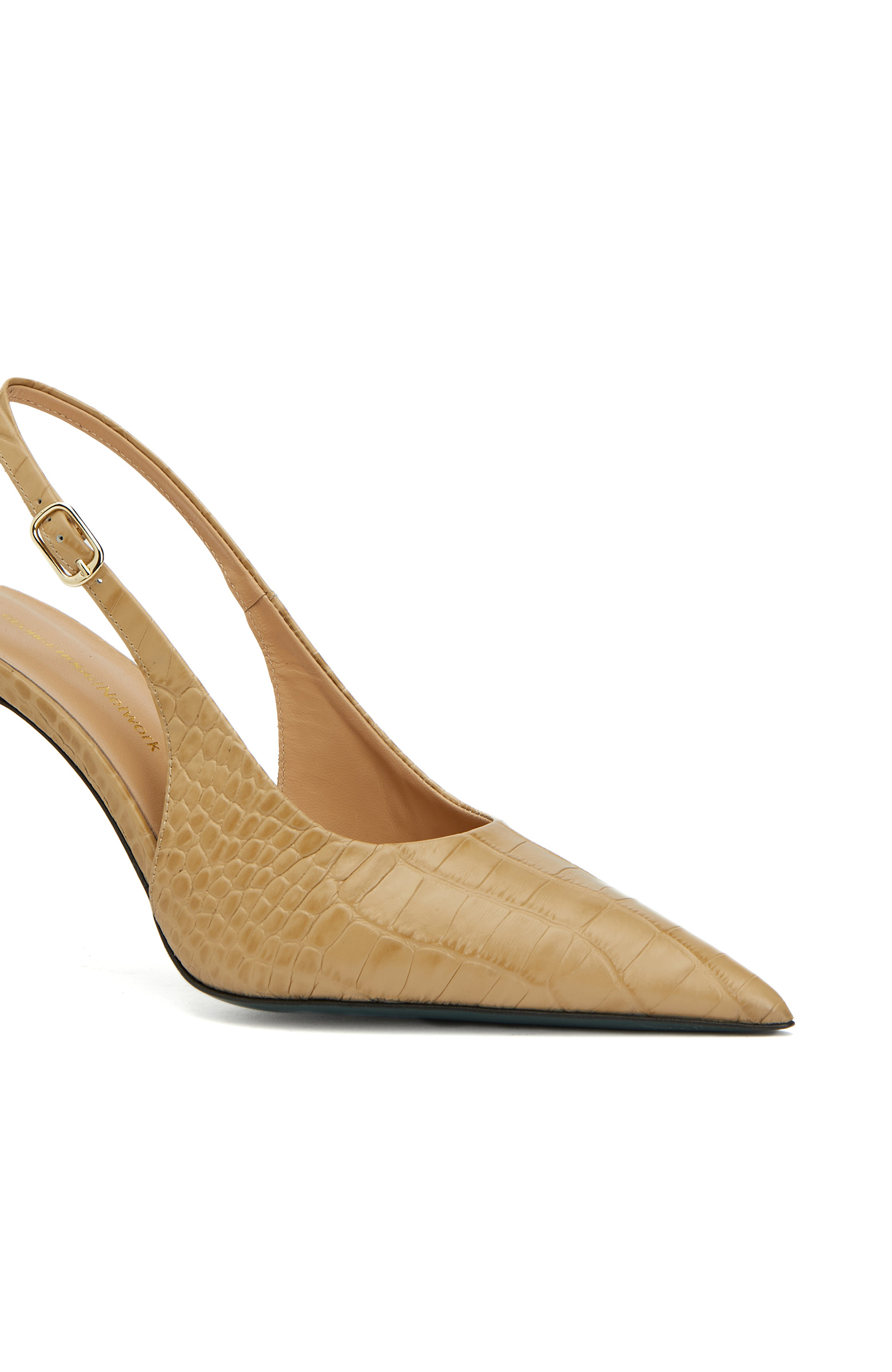 Bej Kroko Desenli Deri Stiletto