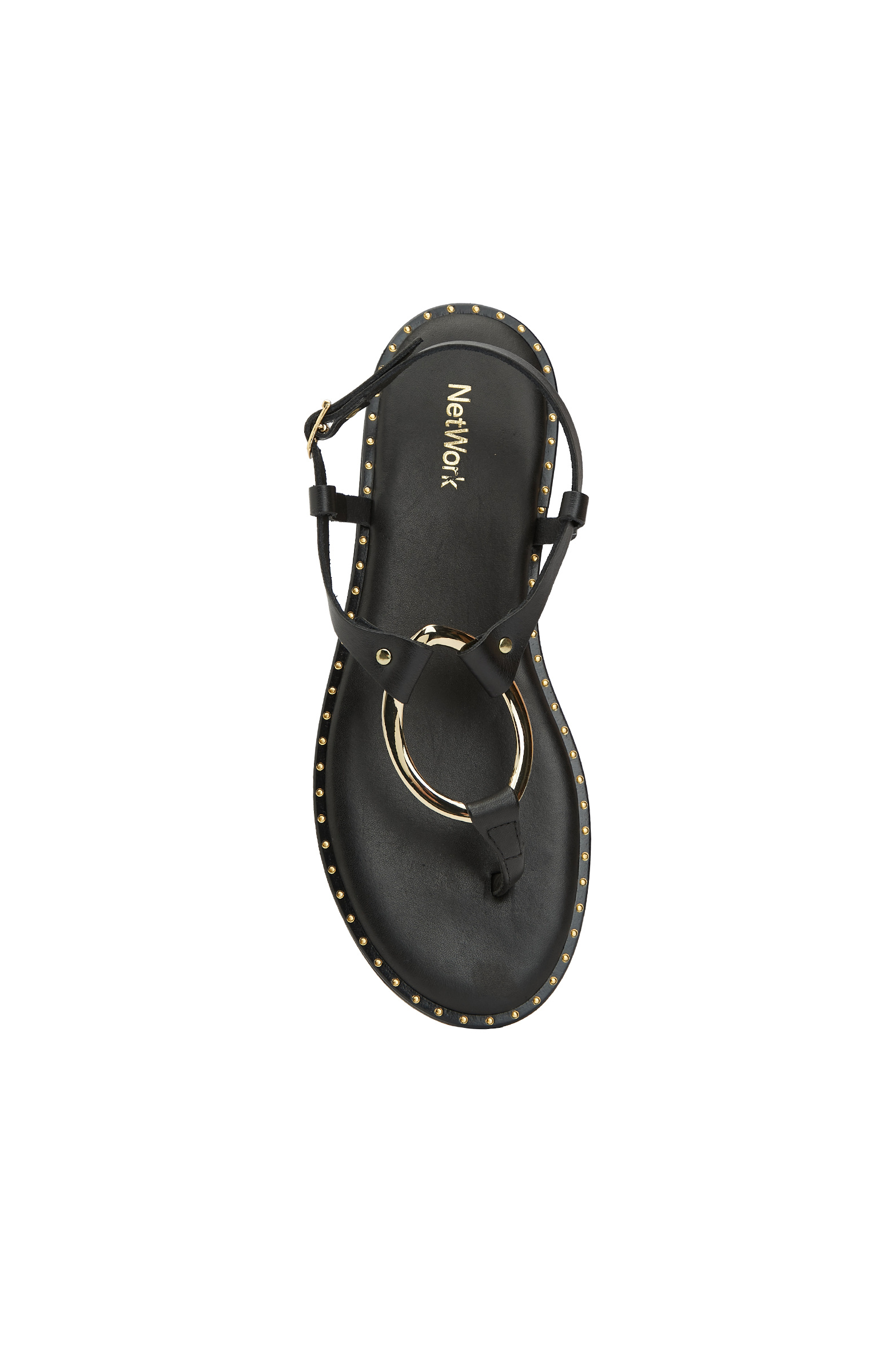 Siyah Kadın Deri Sandalet