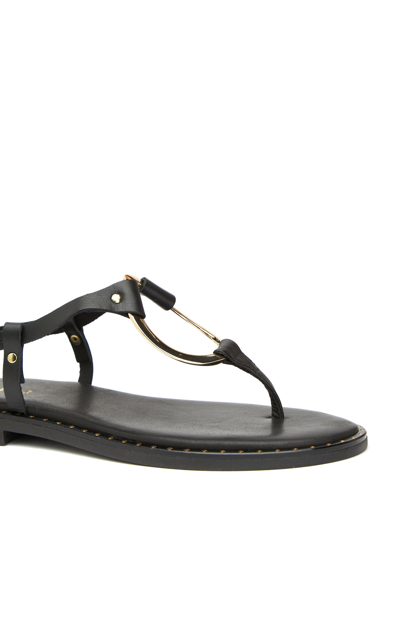 Siyah Kadın Deri Sandalet