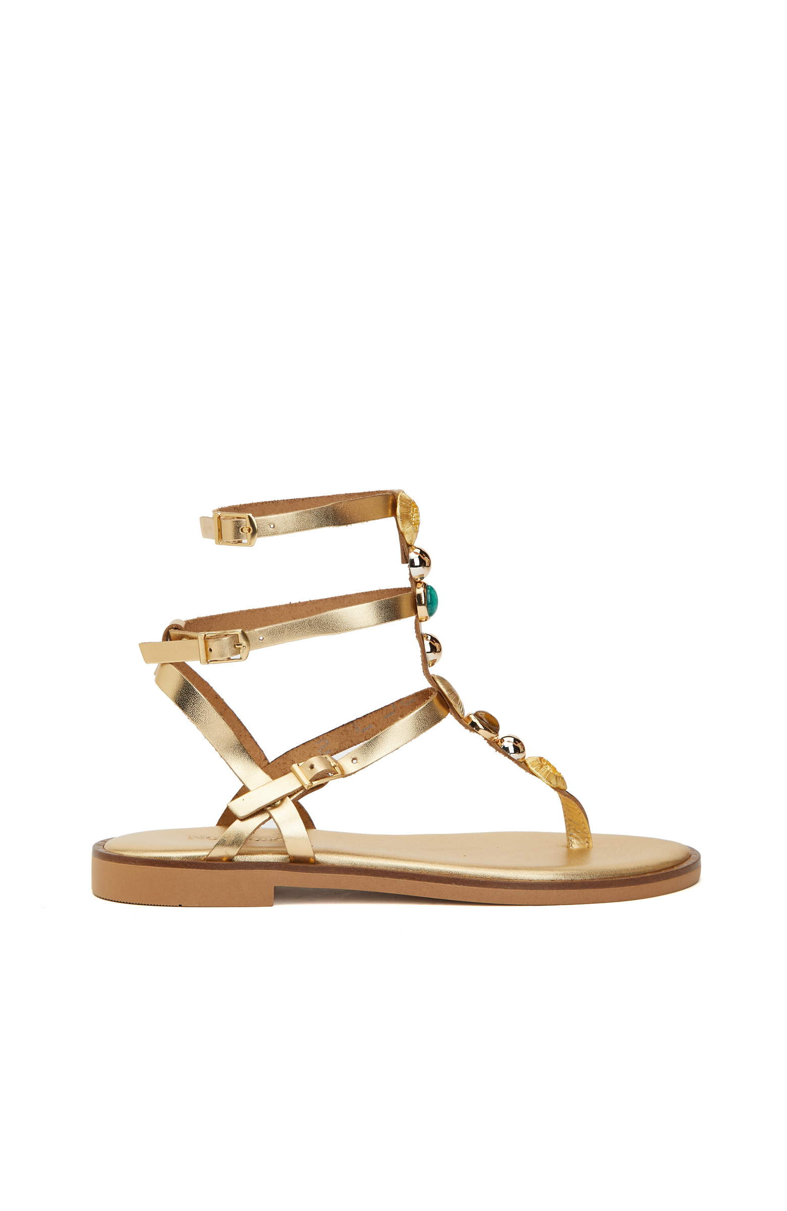 Gold Toka Detaylı Kadın Deri Sandalet