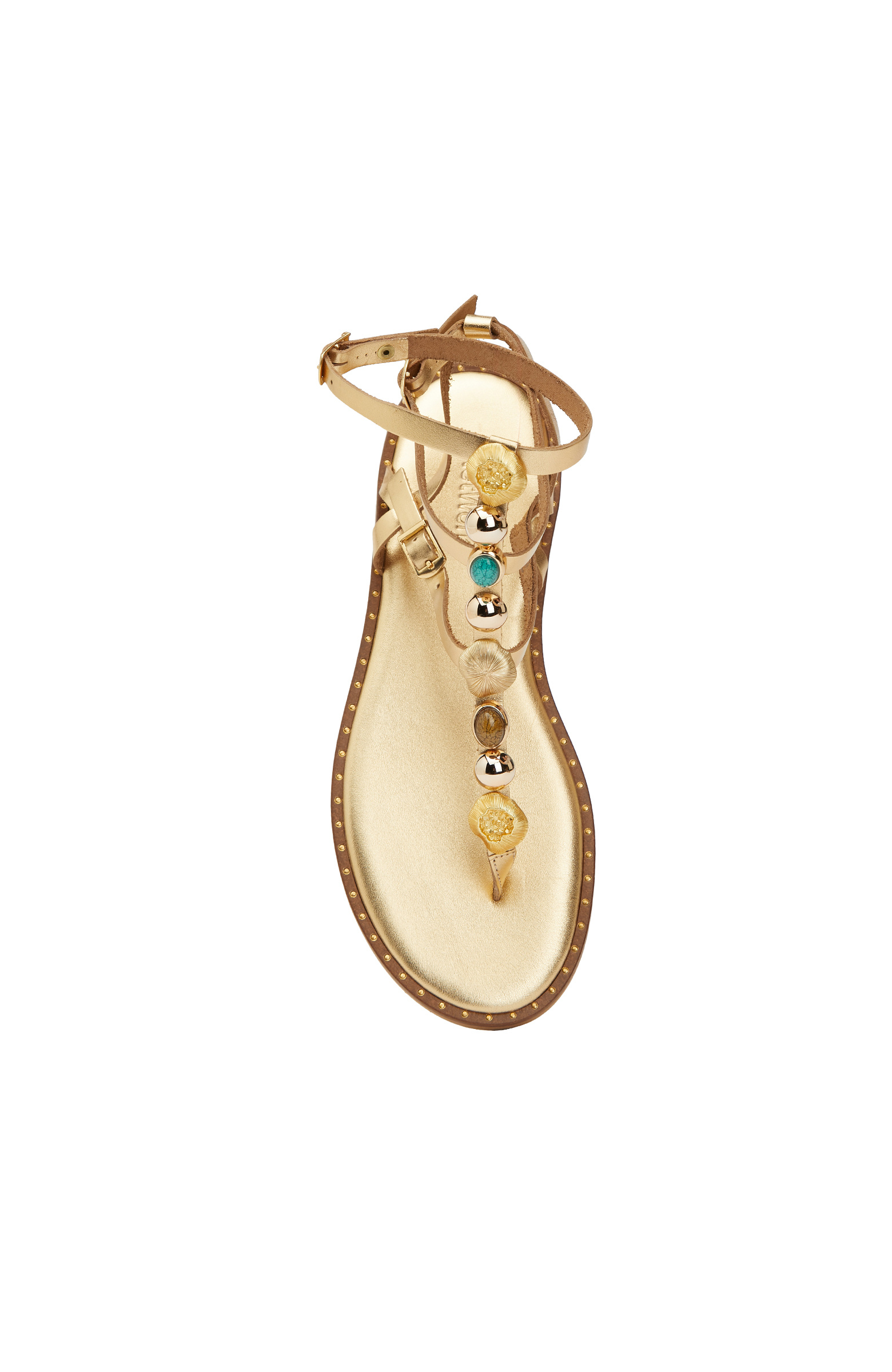 Gold Toka Detaylı Kadın Deri Sandalet