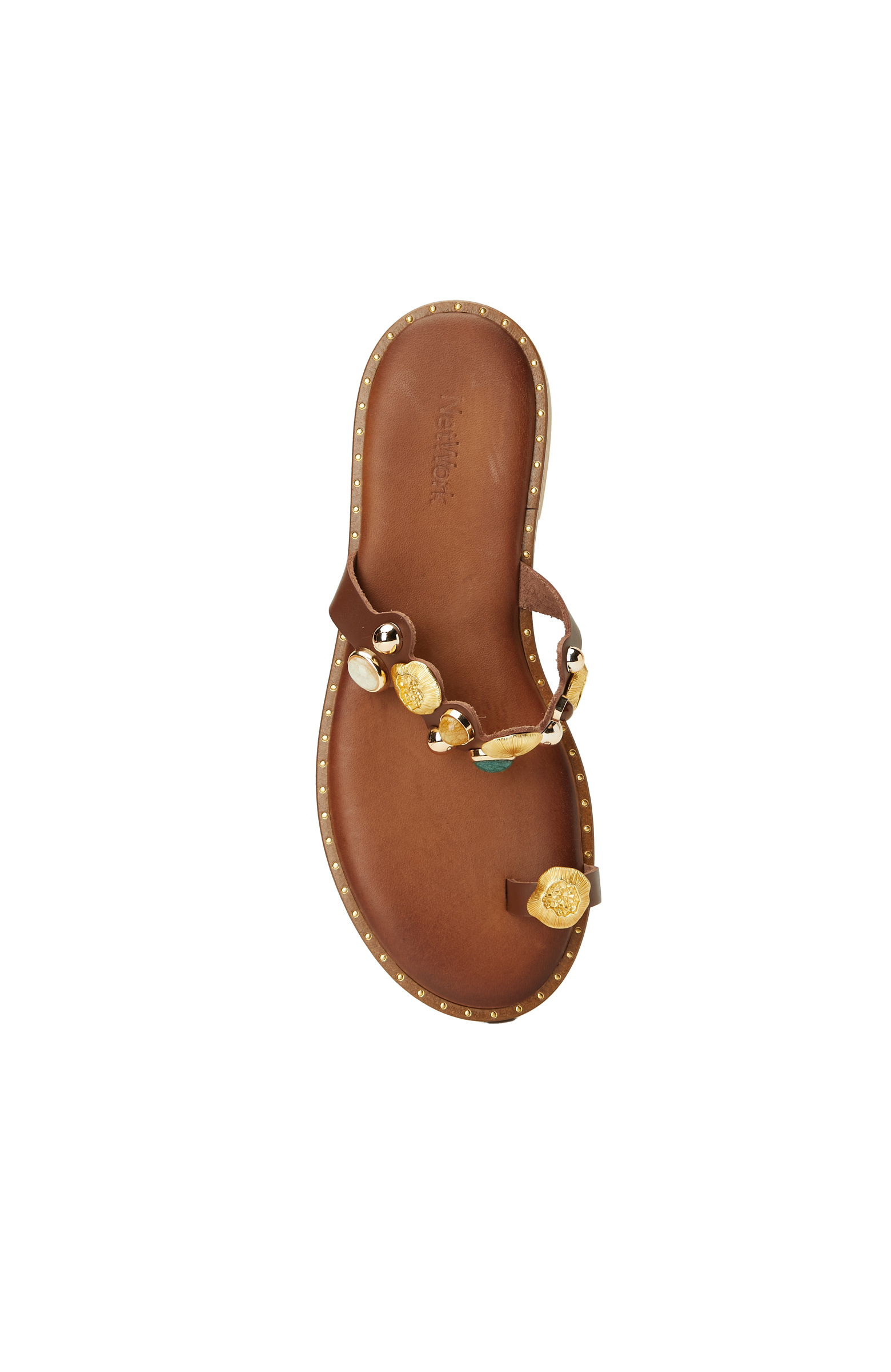 Kahverengi Toka Detaylı Kadın Deri Terlik