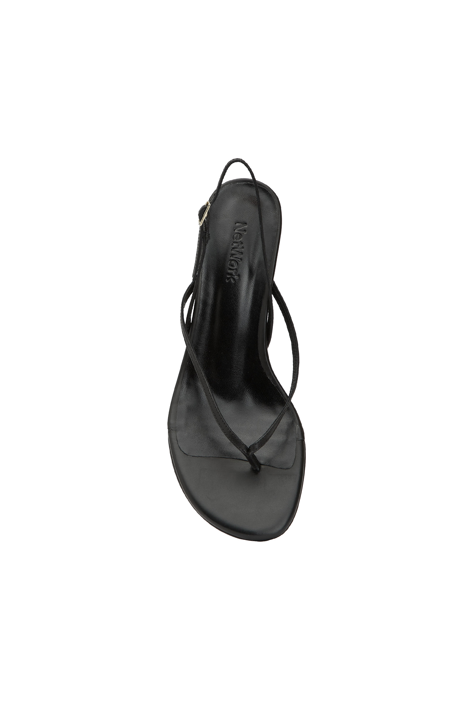 Siyah Parmak Arası Detaylı Kadın Deri Sandalet