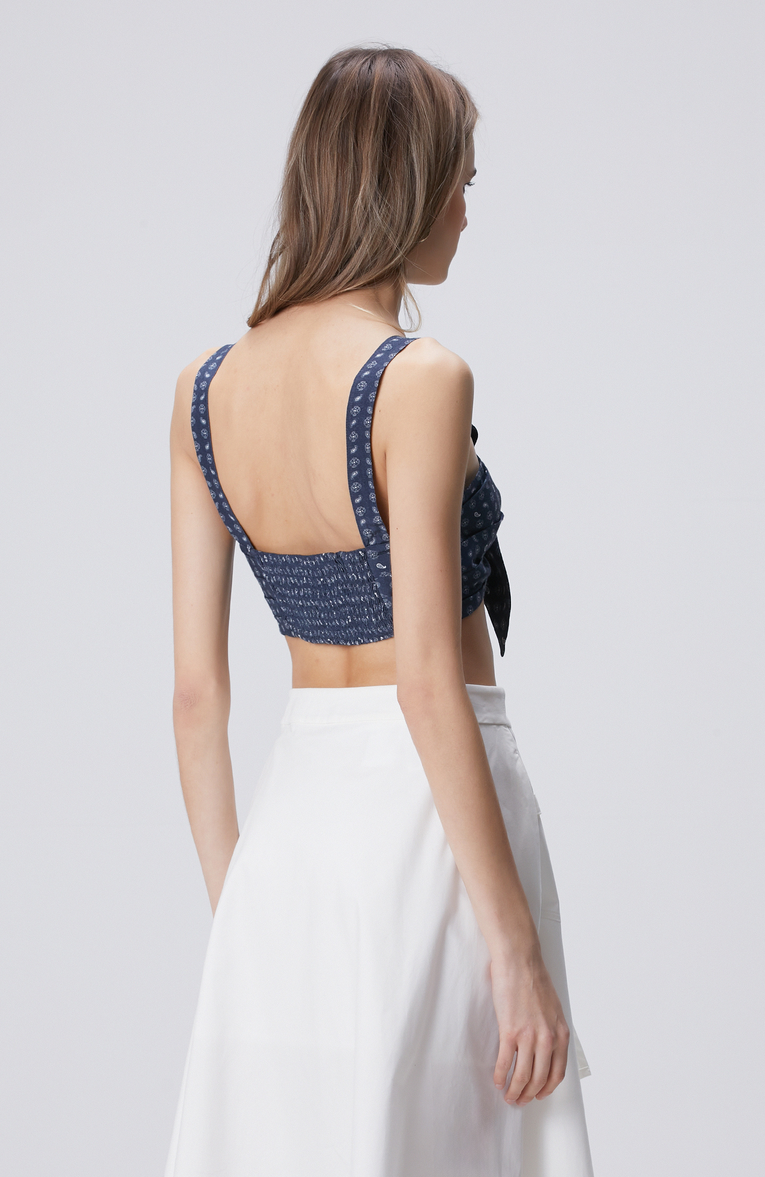 Lacivert Kırık Beyaz Desenli Büstiyer