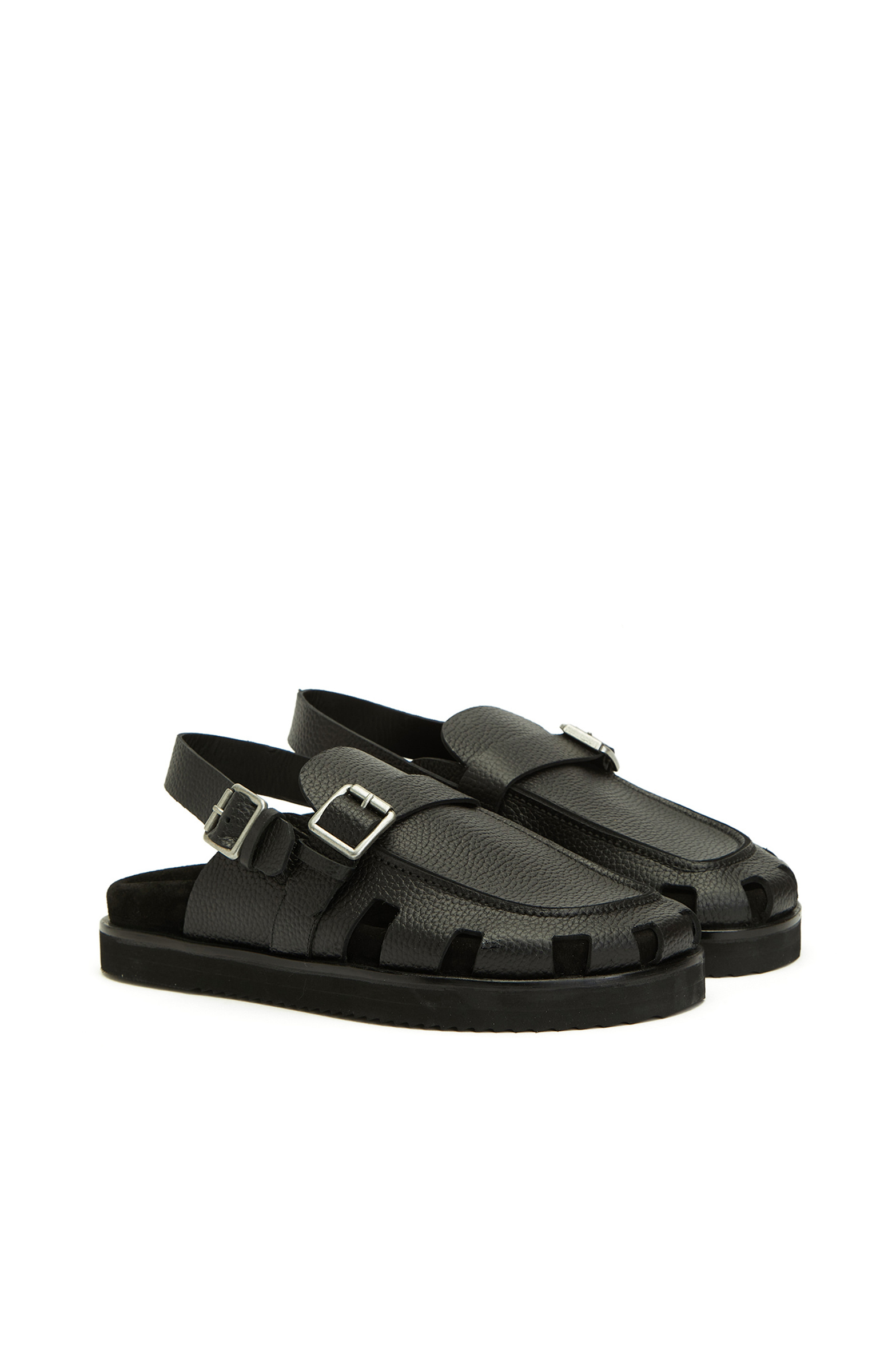 Siyah Günlük Rahat Erkek Deri Sandalet