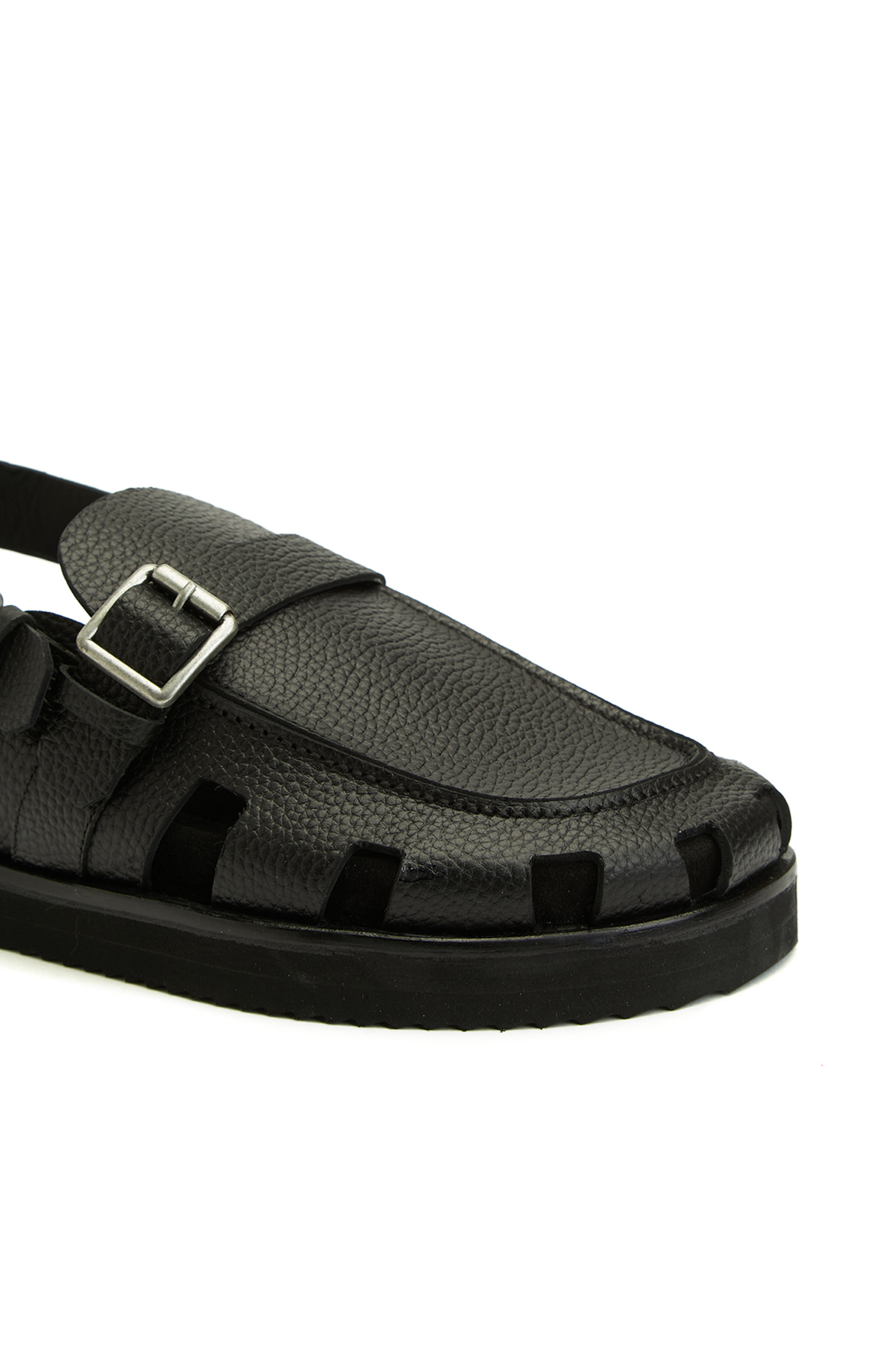 Siyah Günlük Rahat Erkek Deri Sandalet