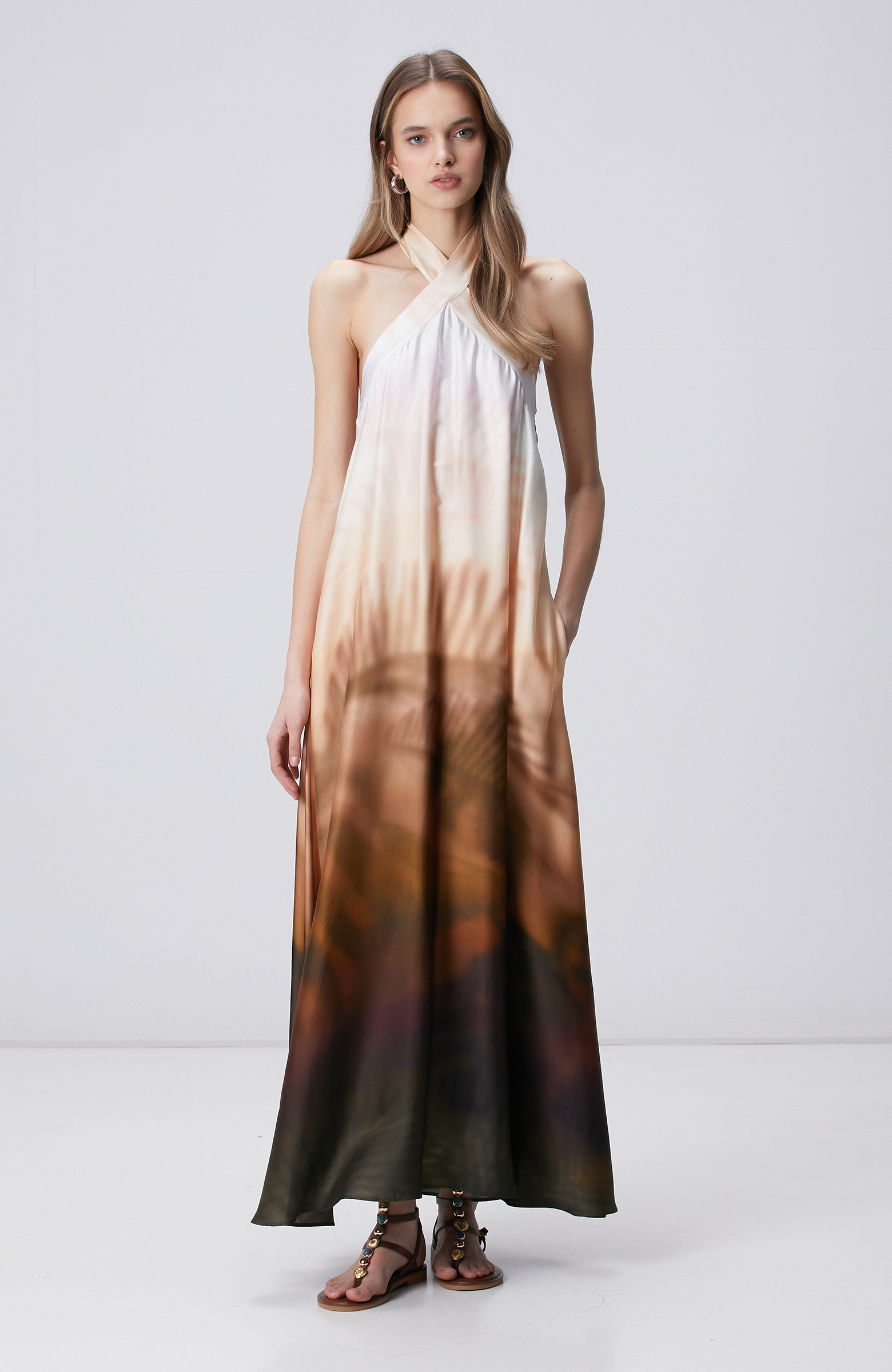 Limited Bronze Patterned Evening Dress