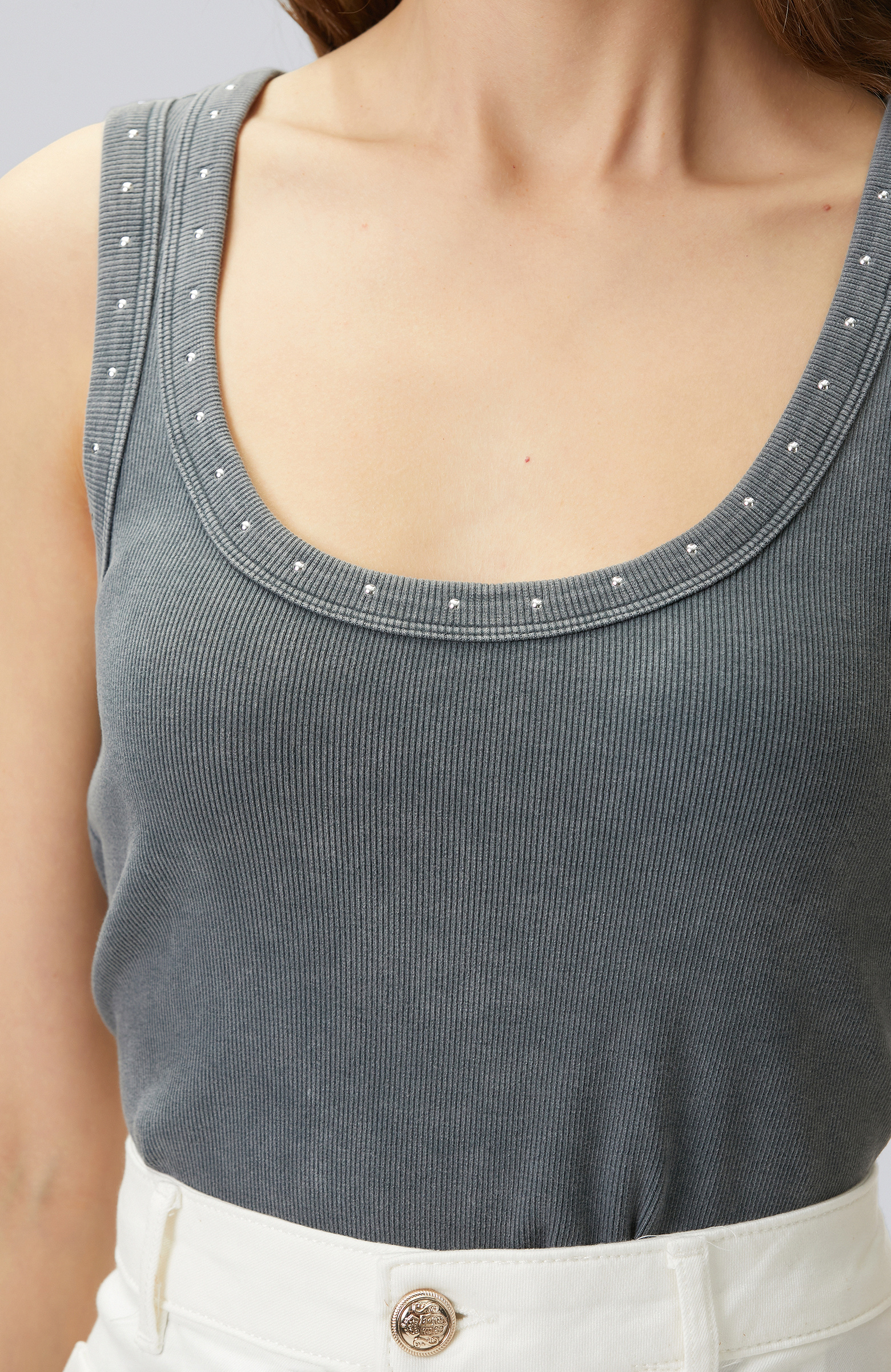 Antrasit Taş Baskılı T-shirt